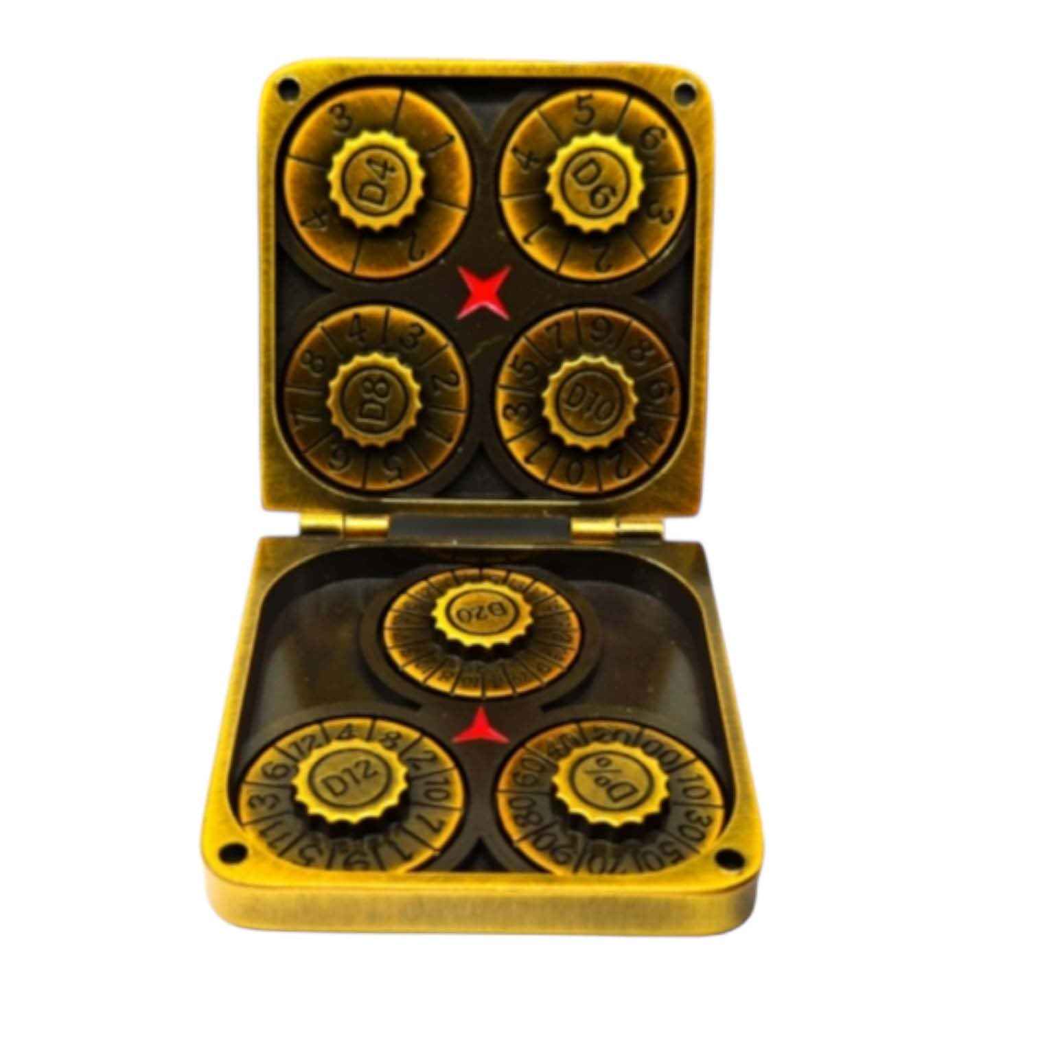 Würfelset Metall:Spinning Dice Gold (7)