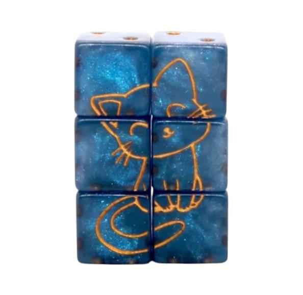 Würfelset D6 Cat Puzzle Galaxy Blue