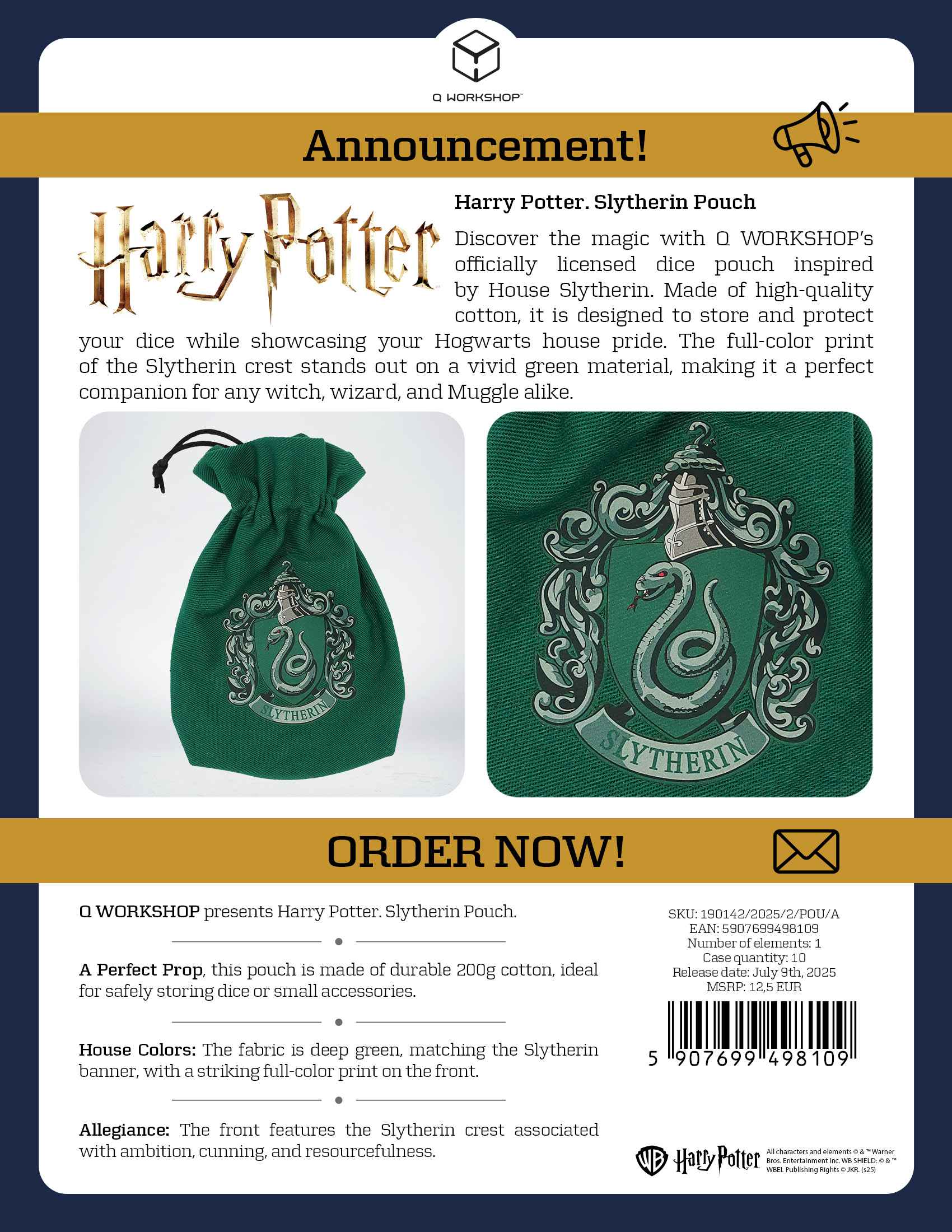 Harry Potter: Slytherin Dice Pouch