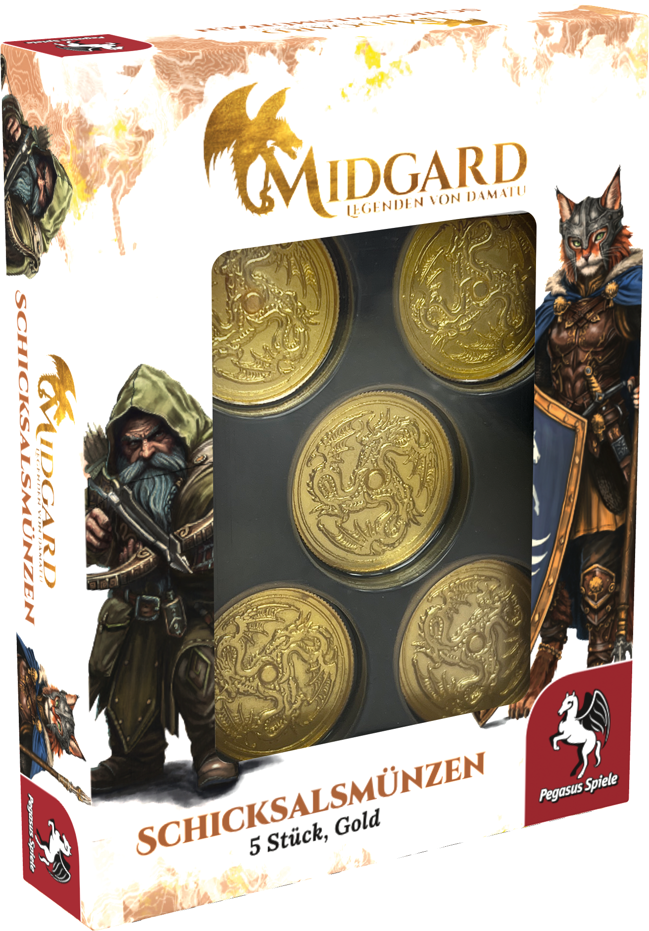 Midgard - Legenden von Damatu: Schicksalsmünzen (5er Set, gold)