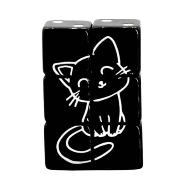 Würfelset D6 Cat Puzzle Black