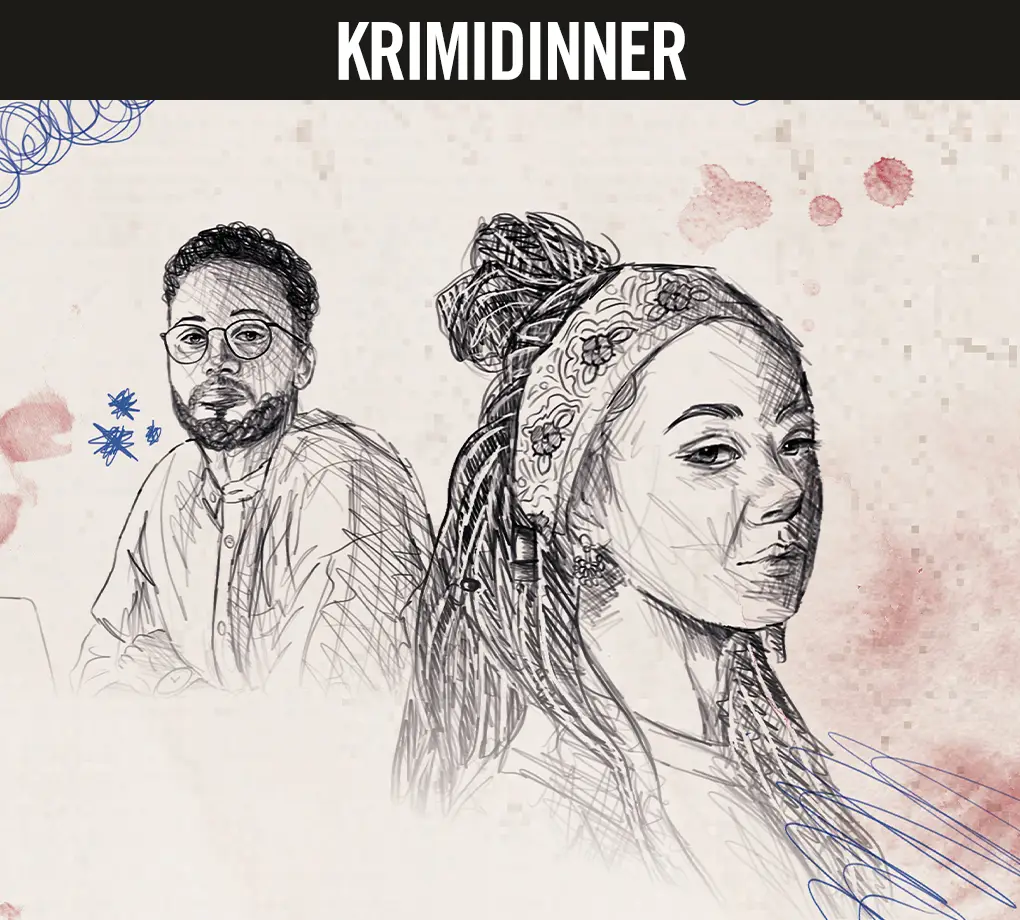Coverzeichnung des Krimidinners Tote frieren nicht