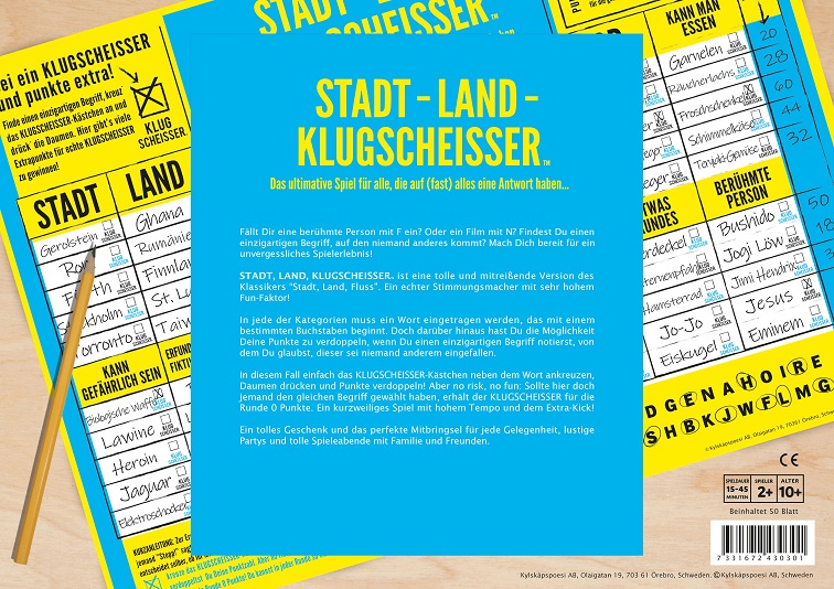 Spielblock Stadt-Land-Klugscheisser – Klugscheisser Original Edition