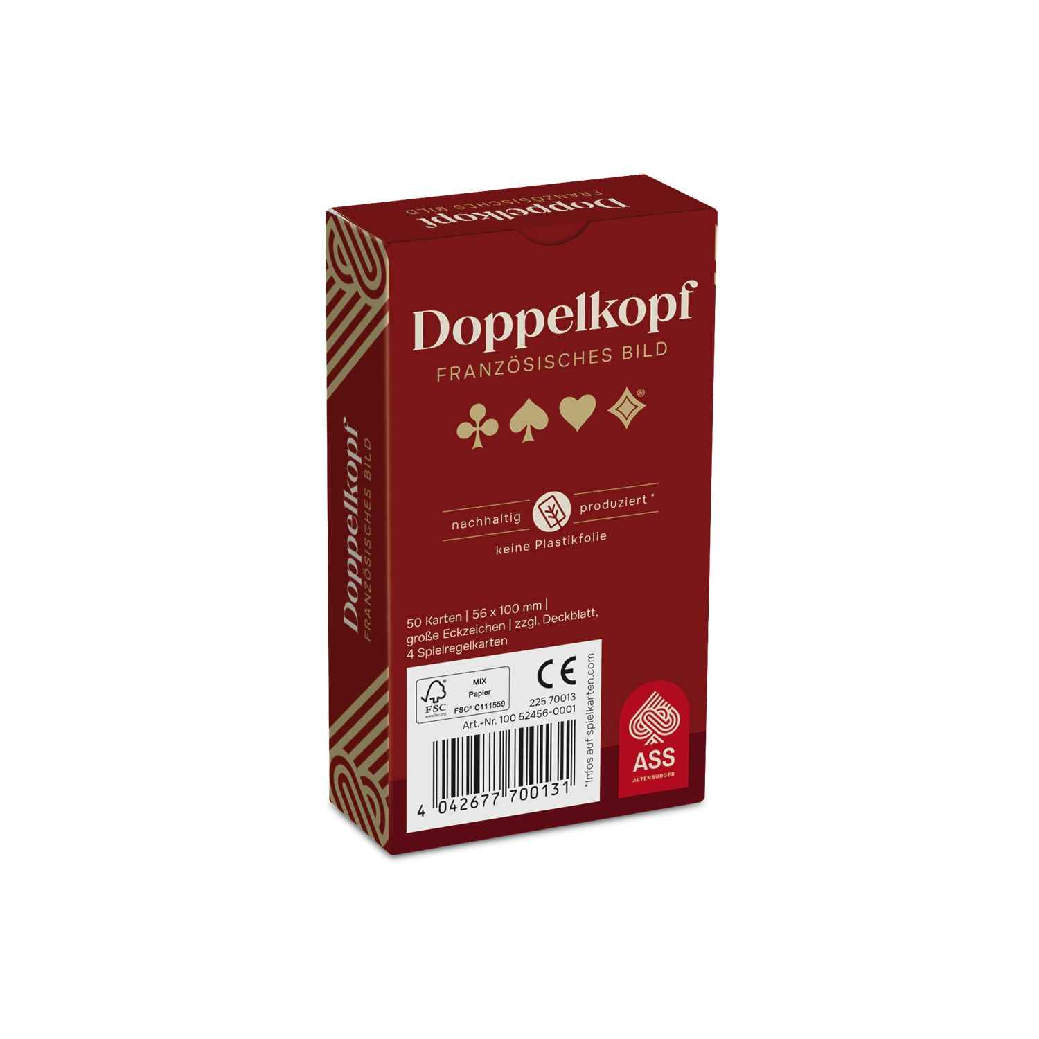 Doppelkopf, große Eckzeichen, französisches Bild (plastikfrei im Spiel)