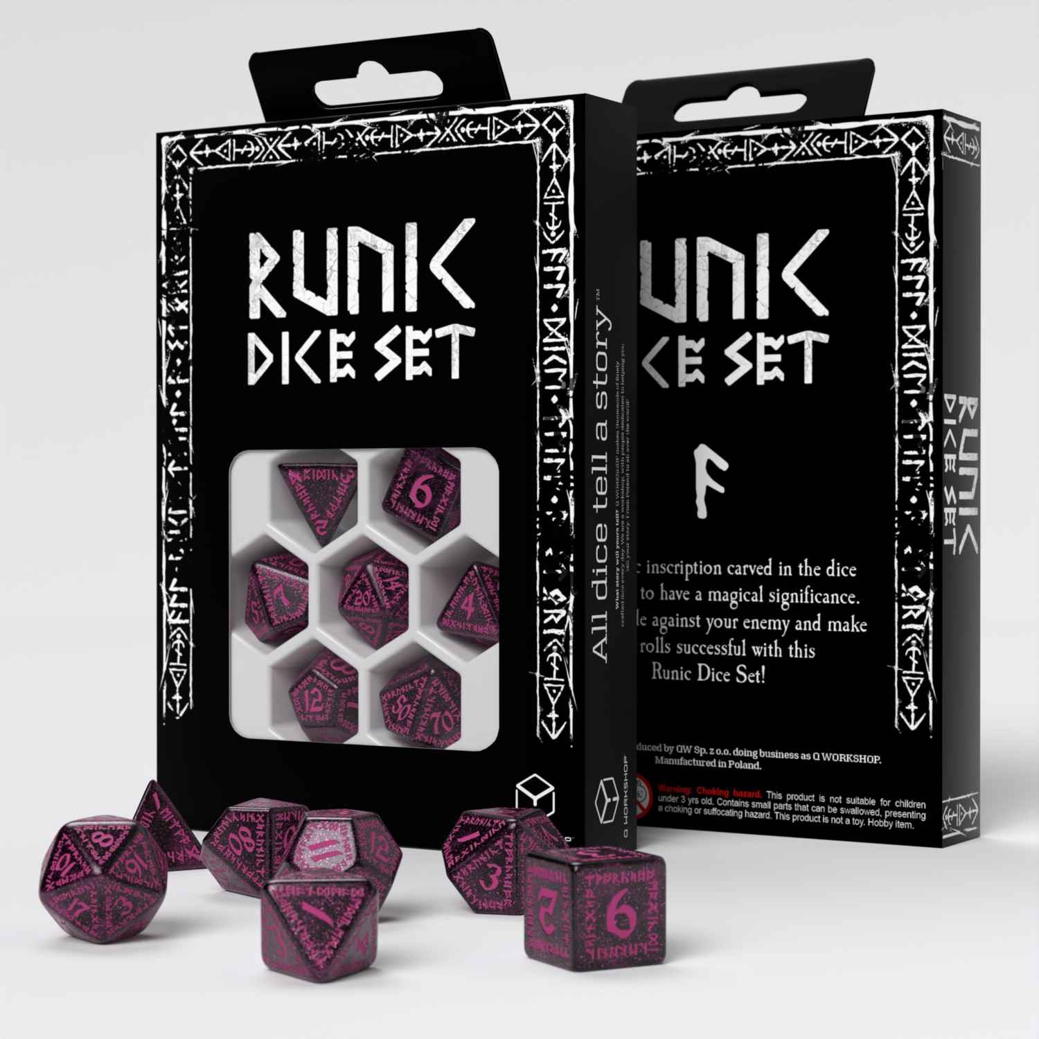 Runic Shimmering black with magenta Dice Set