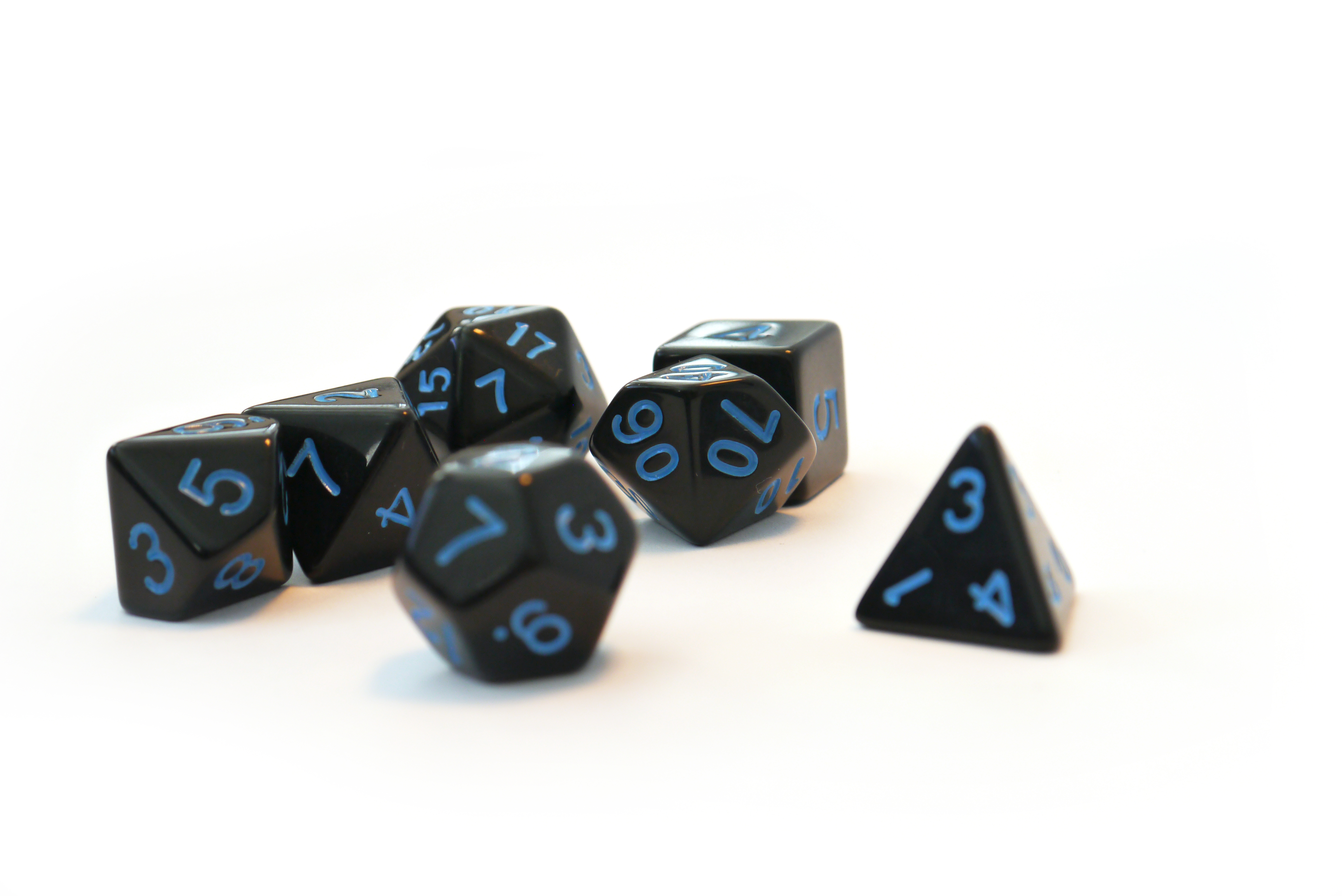 Würfelset Opaque: Black/Blue (7)