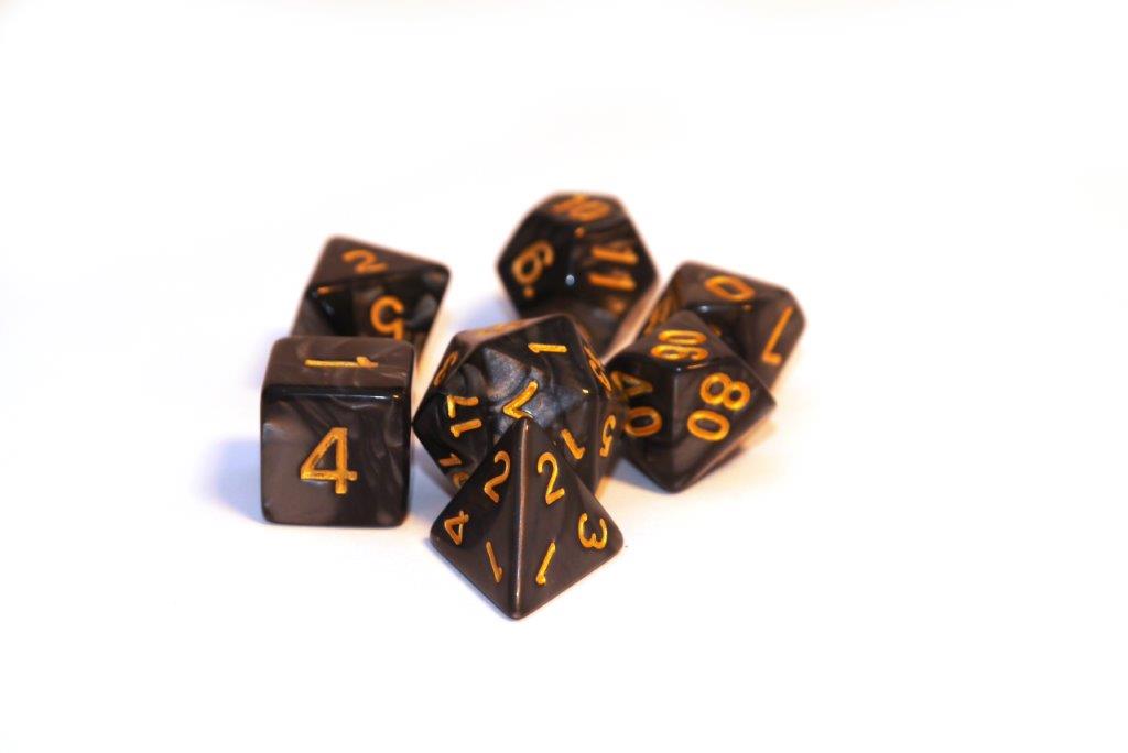 Würfelset Pearl: Black/Gold  (7)