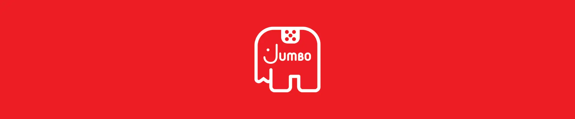Jumbo Spiele Logo auf rotem Hintergrund