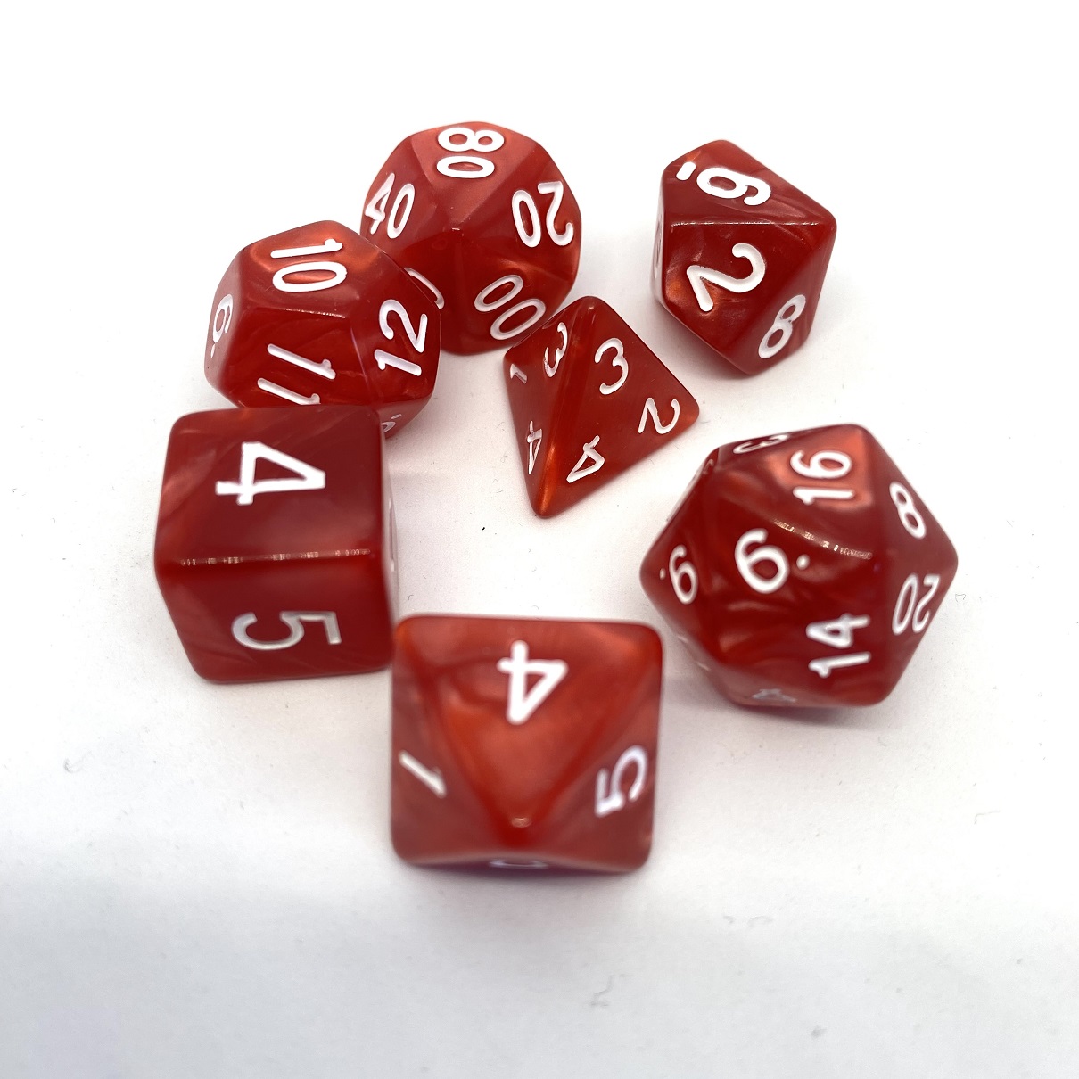 Würfelset Pearl: Red/White (7)