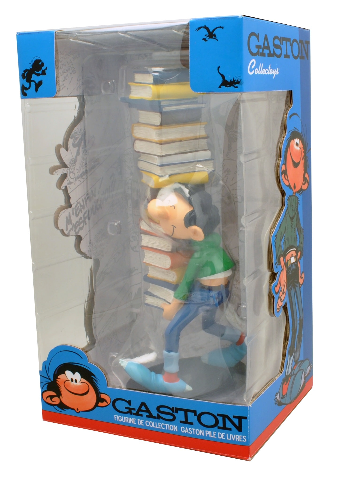 Gaston mit Bücherstapel