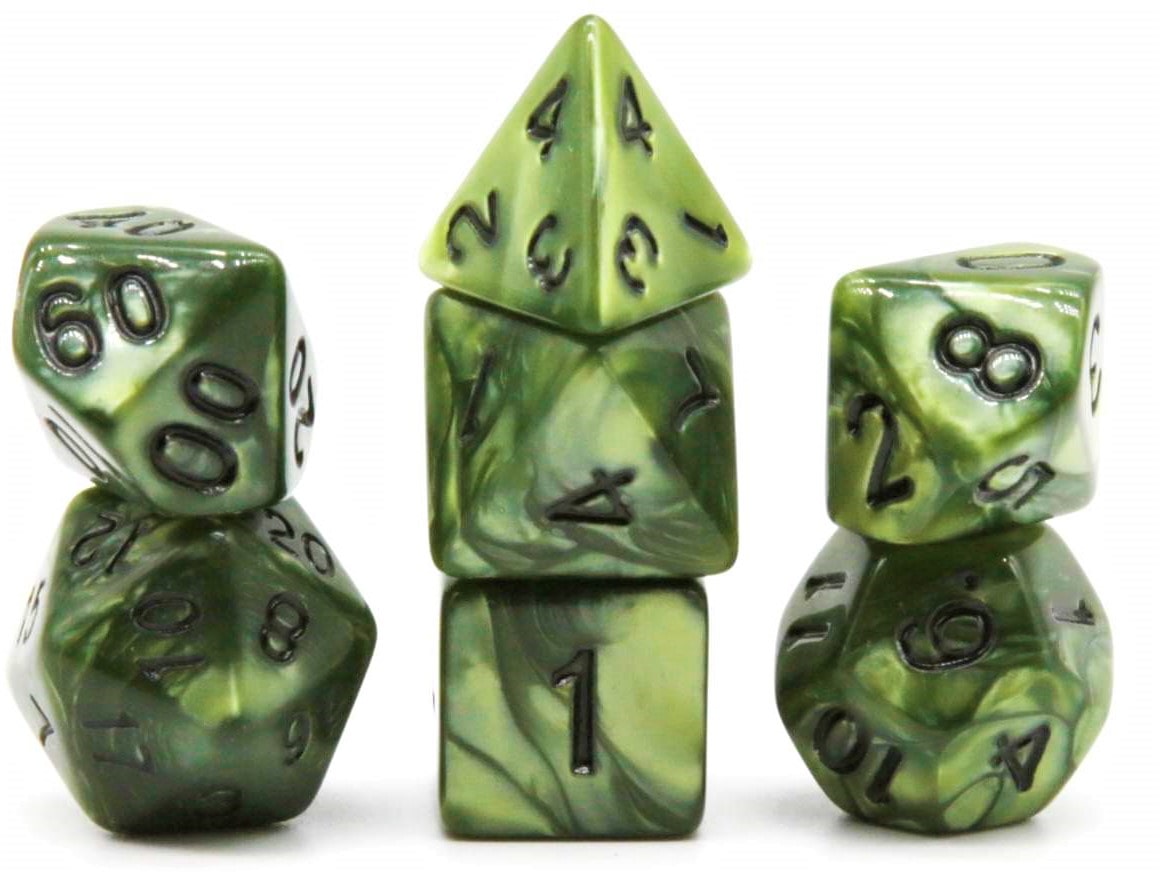 Würfelset Pearl: Olive/Black (7)