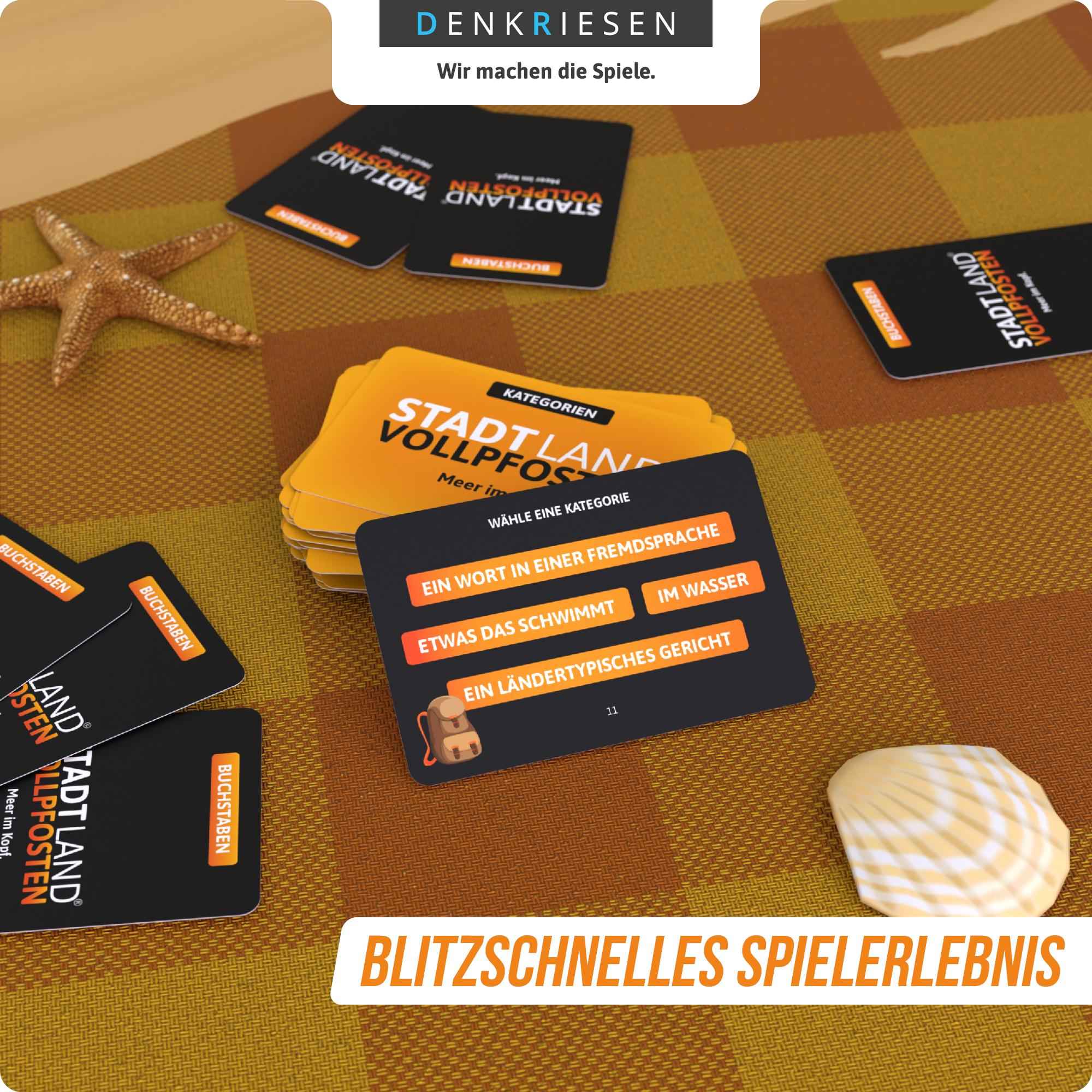 STADT LAND VOLLPFOSTEN – Das Kartenspiel – URLAUBS EDITION - "Meer im Kopf."