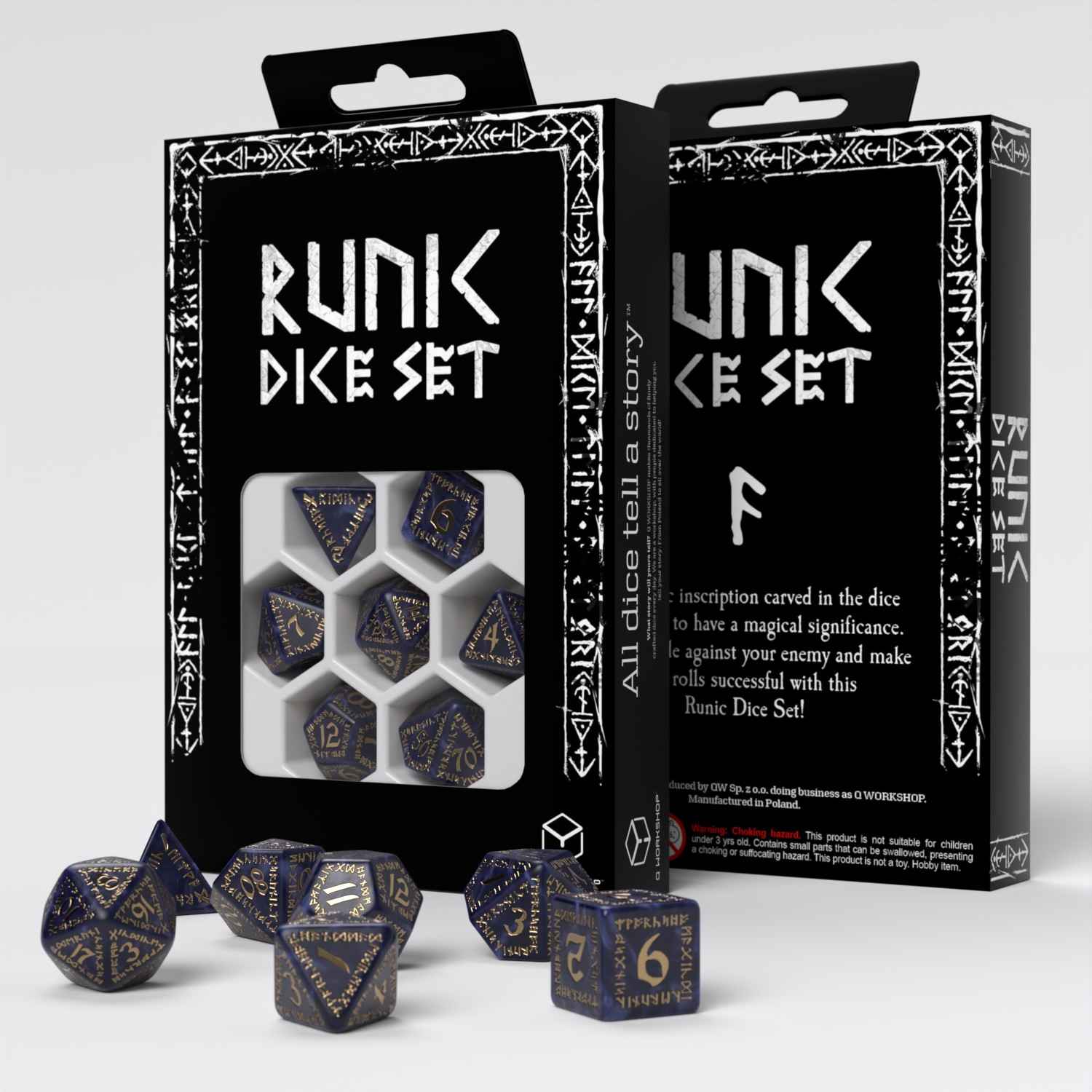 Runic Mixed-blue & gold Dice Set