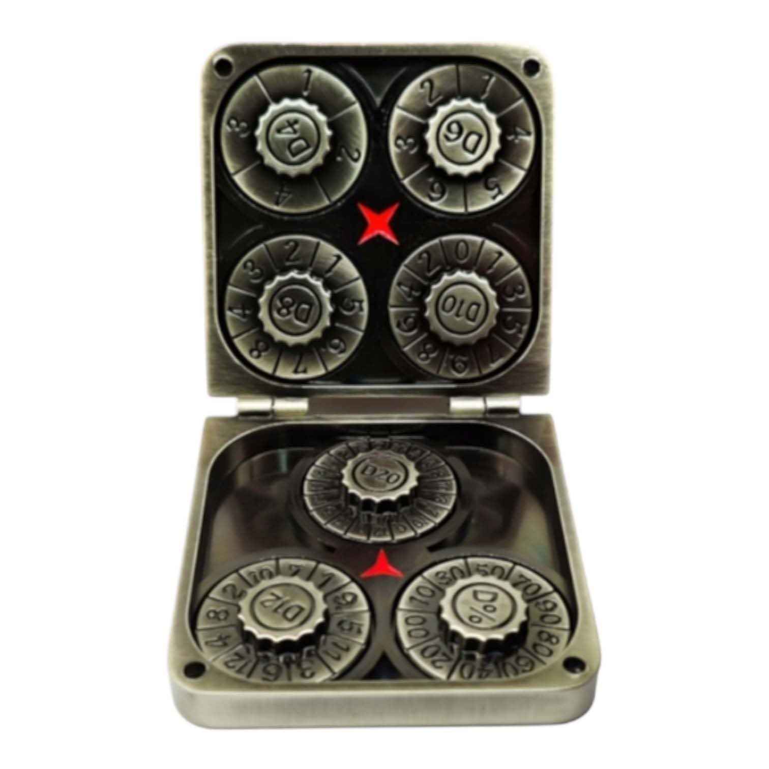Würfelset Metall:Spinning Dice Silver (7)