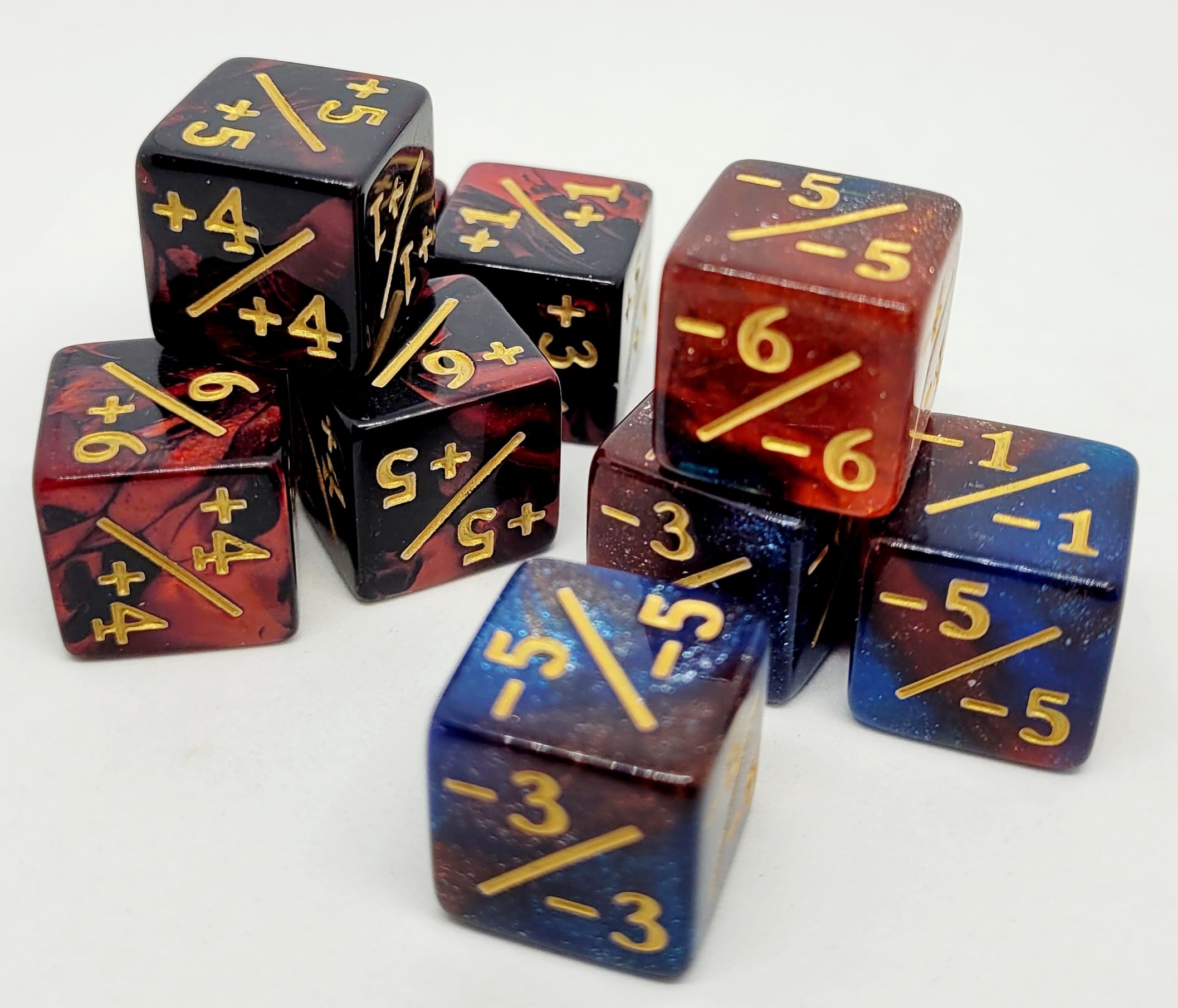 Würfelset D6: Counterdice +/- Mix Powder (12)