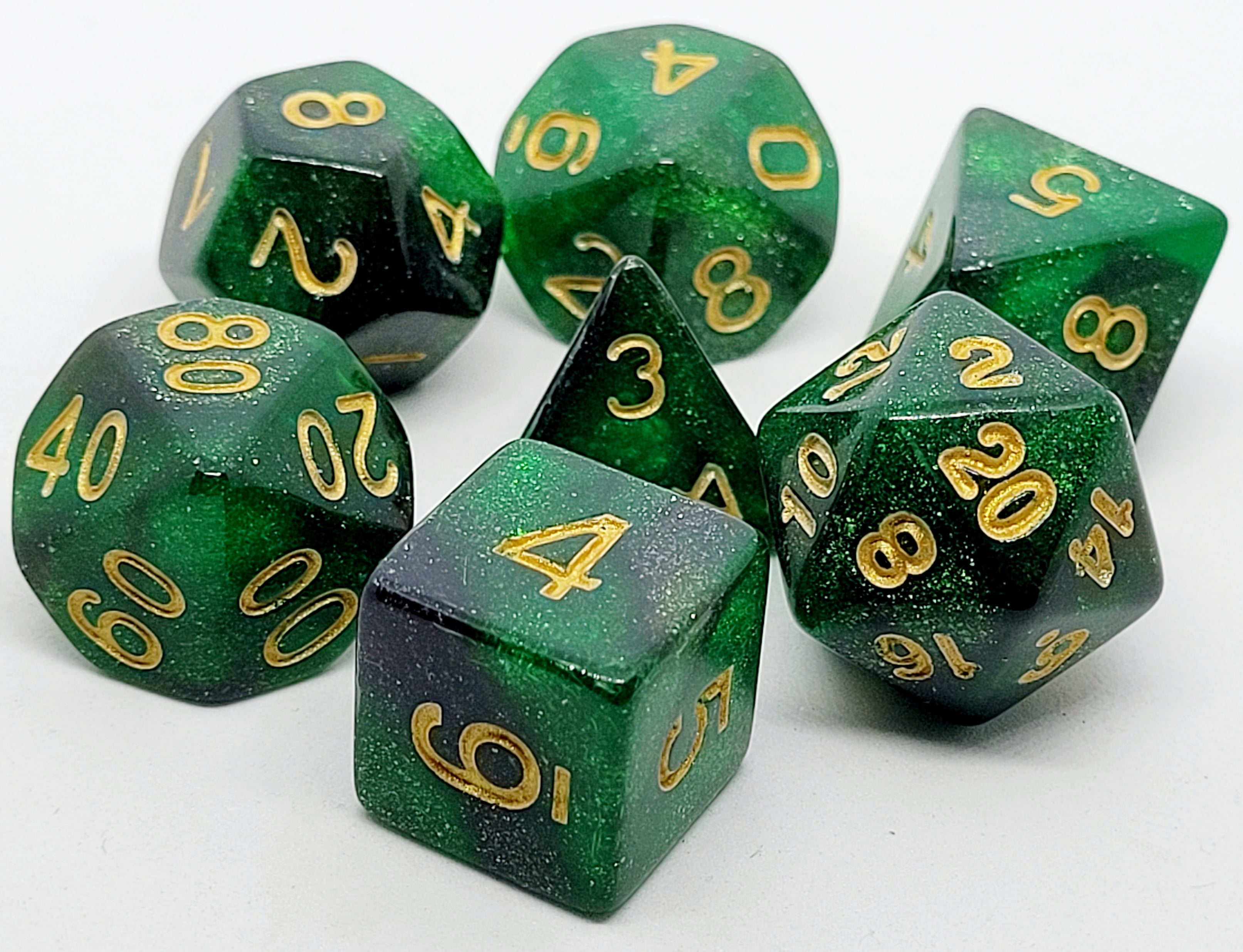 Würfelset Confetti: Green Galaxy (7)