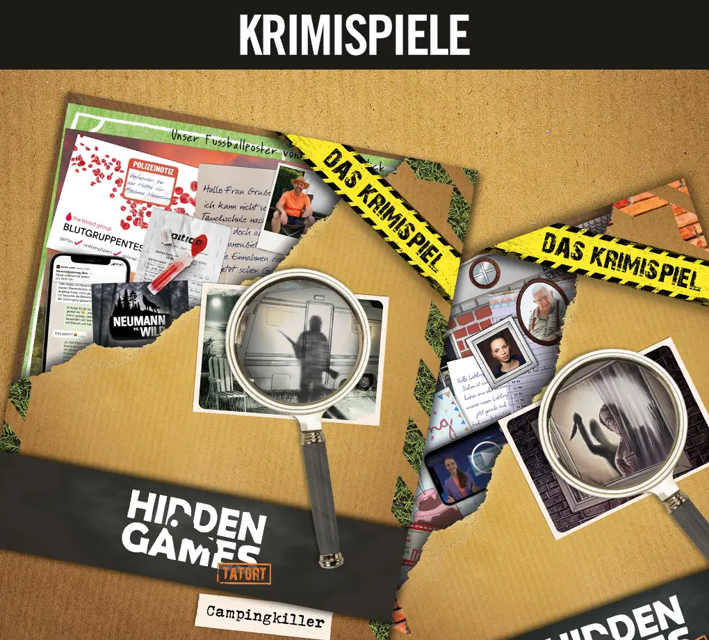 Produktverpackung des Krimispiels Campingkiller