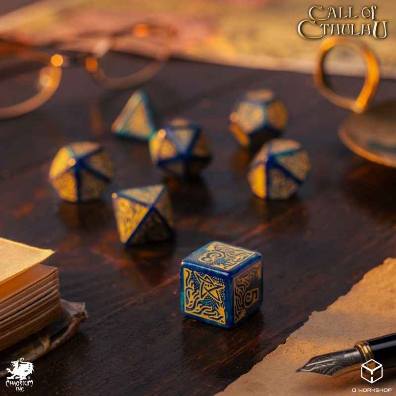 Call of Cthulhu 7th Edition - Blue-green & Gold Dice Set