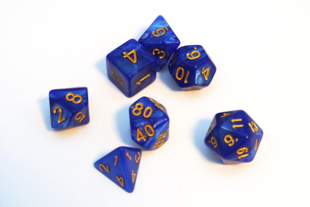 Würfelset Pearl: Ocean/Gold  (7)