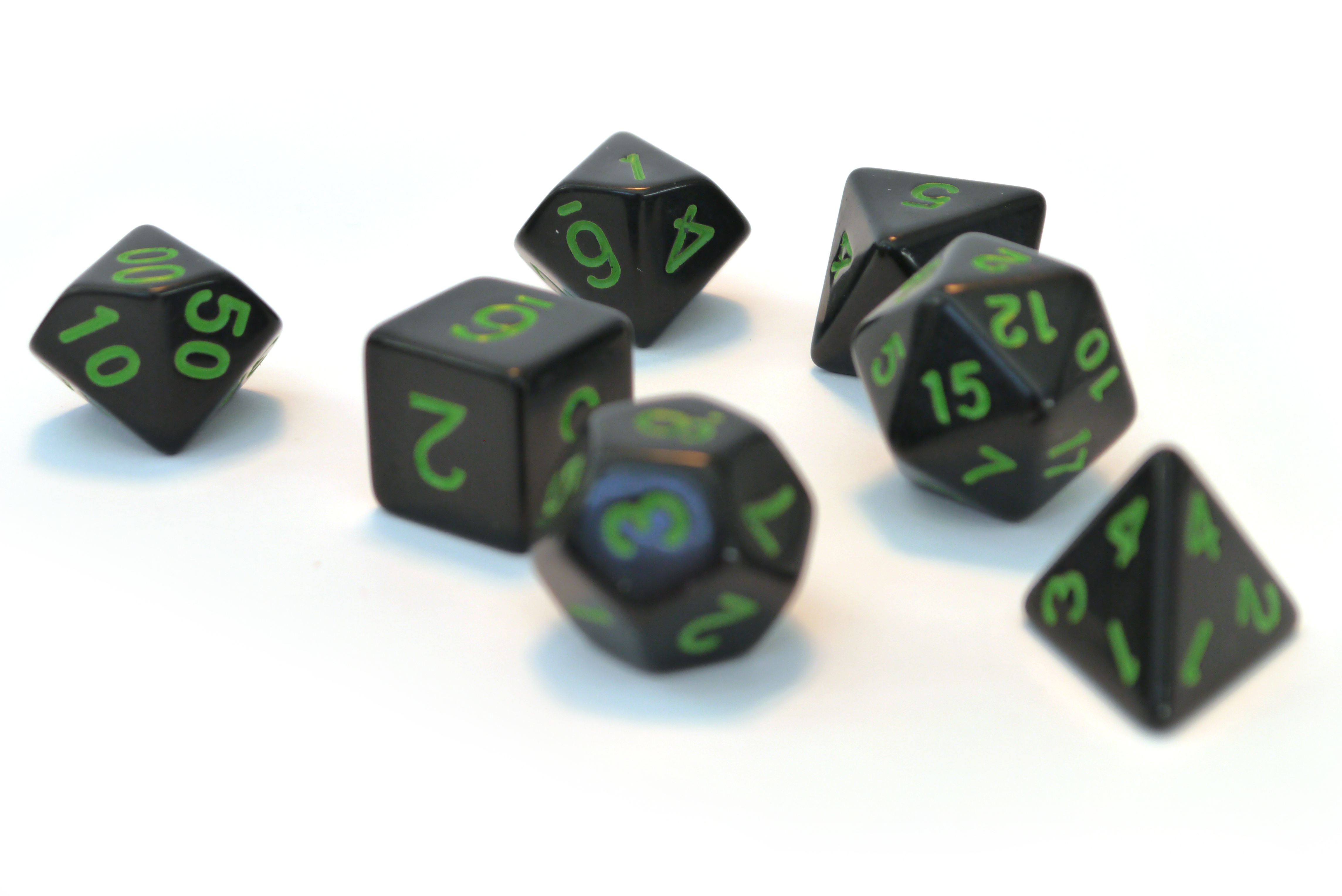 Würfelset Opaque: Black/Green (7)