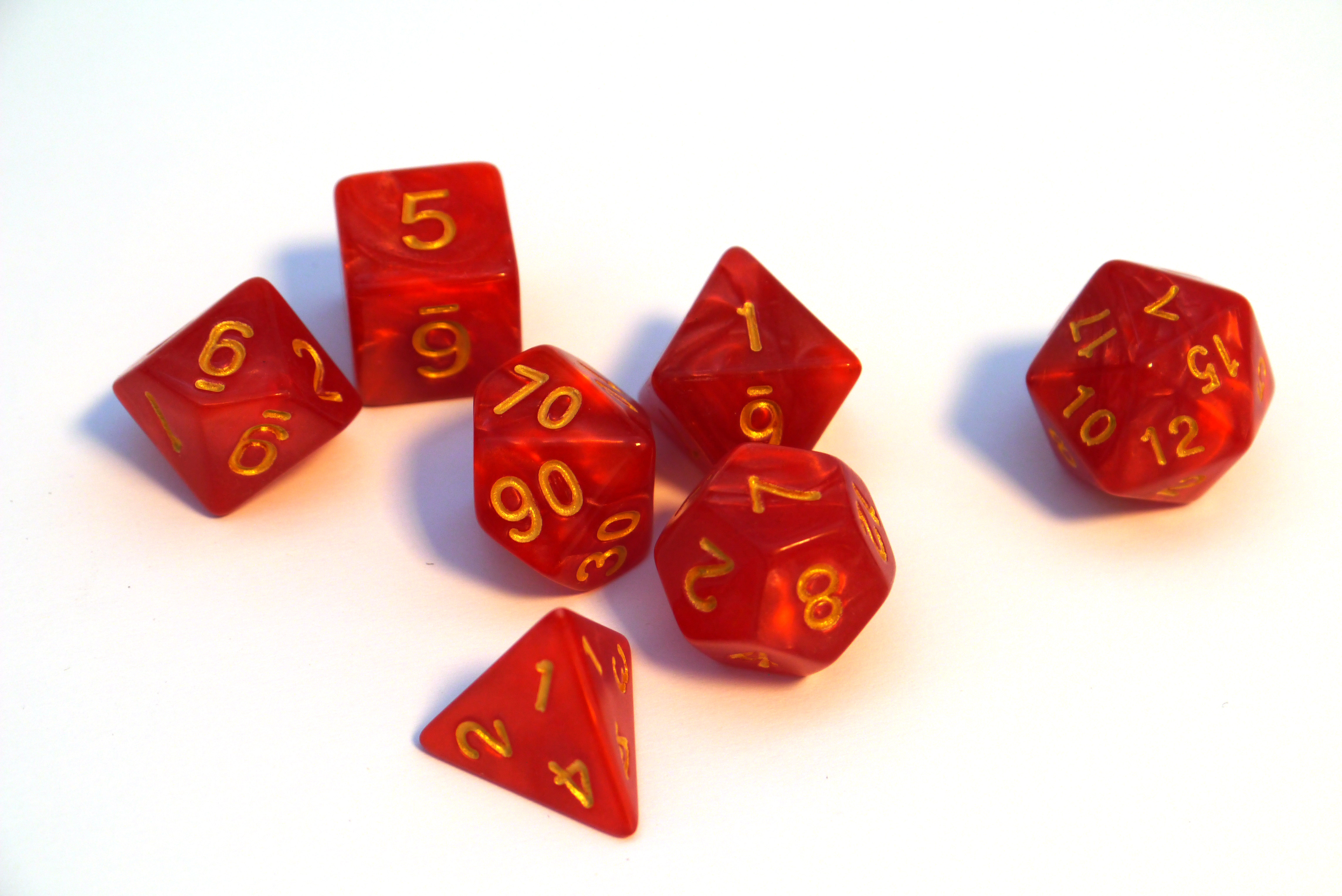 Würfelset Pearl: Red/Gold  (7)