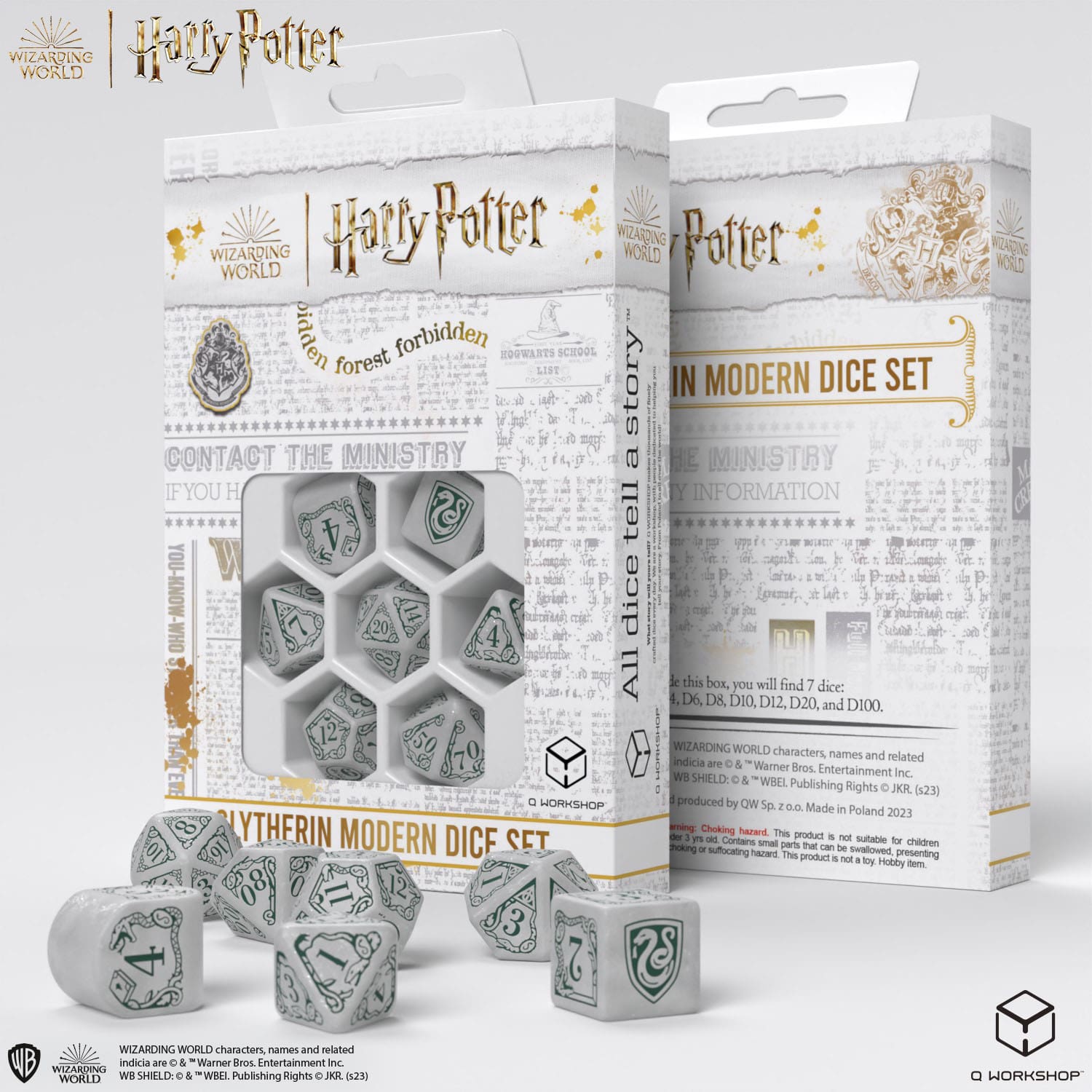 Harry Potter: Slytherin Modern Dice Set - White (7)