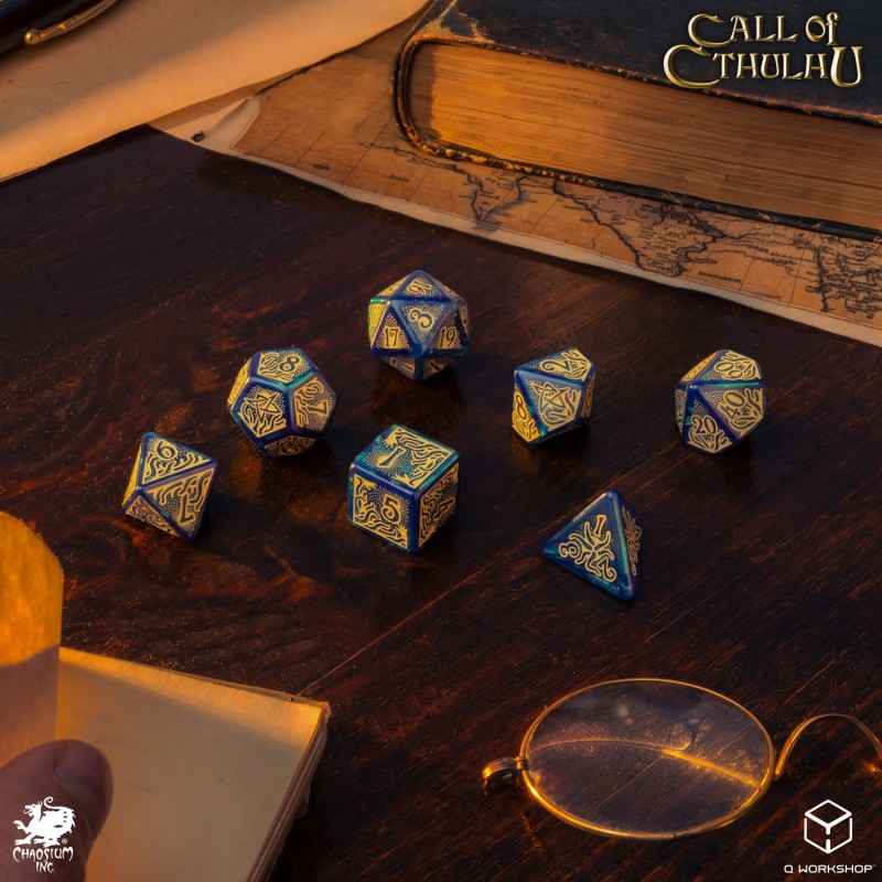 Call of Cthulhu 7th Edition - Blue-green & Gold Dice Set