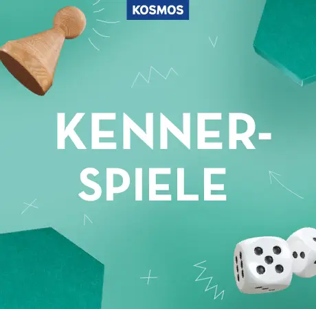 Slogan Kennerspiele und KOSMOS Logo