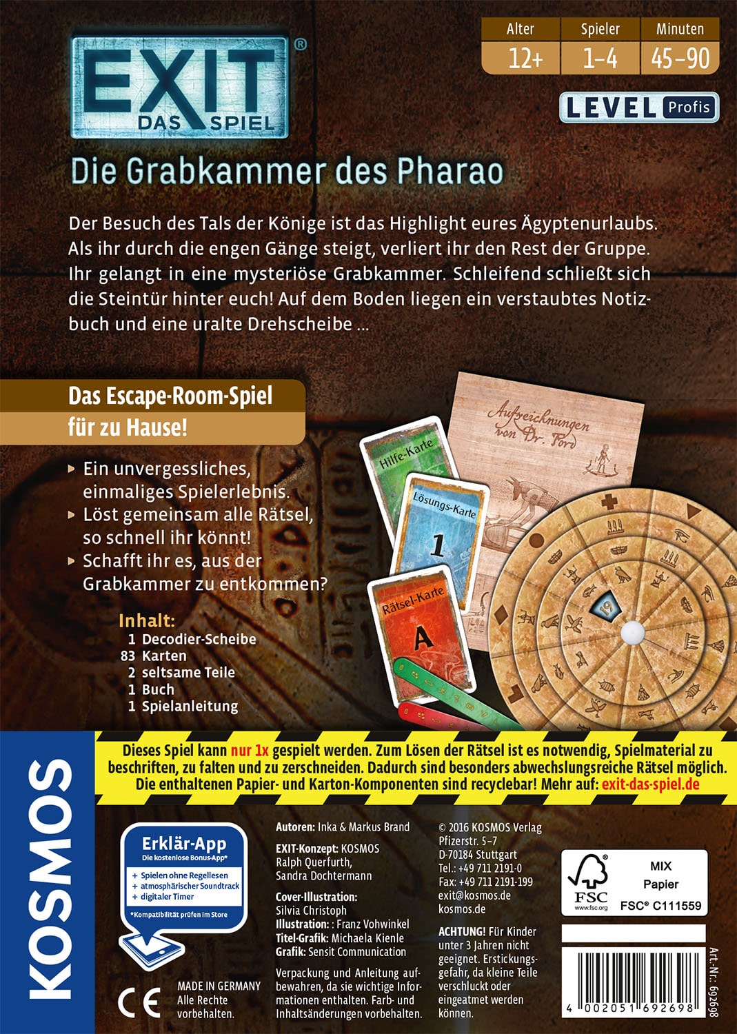 EXIT – Das Spiel: Die Grabkammer des Pharao *Kennerspiel 2017*
