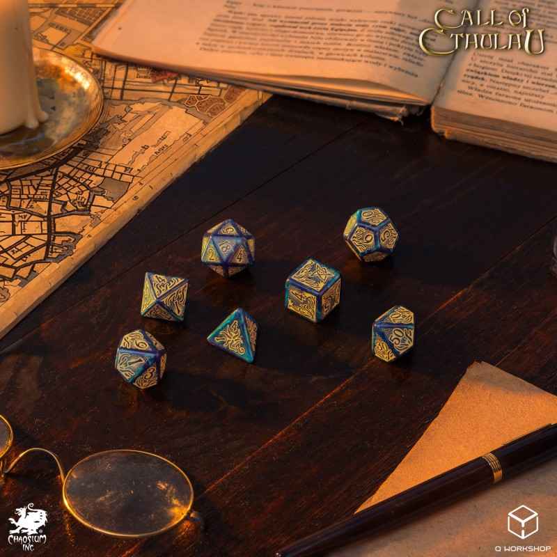 Call of Cthulhu 7th Edition - Blue-green & Gold Dice Set