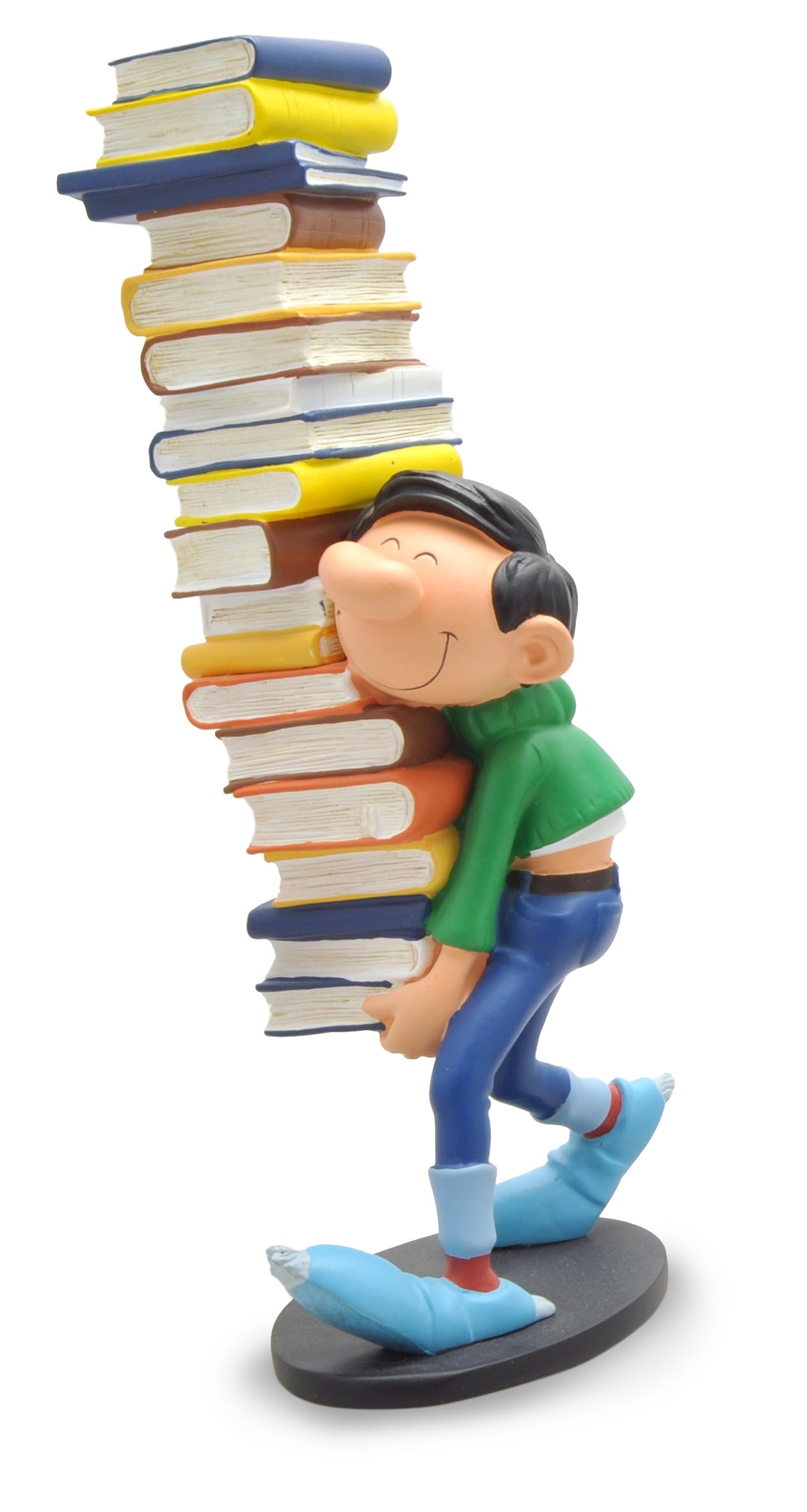 Gaston mit Bücherstapel