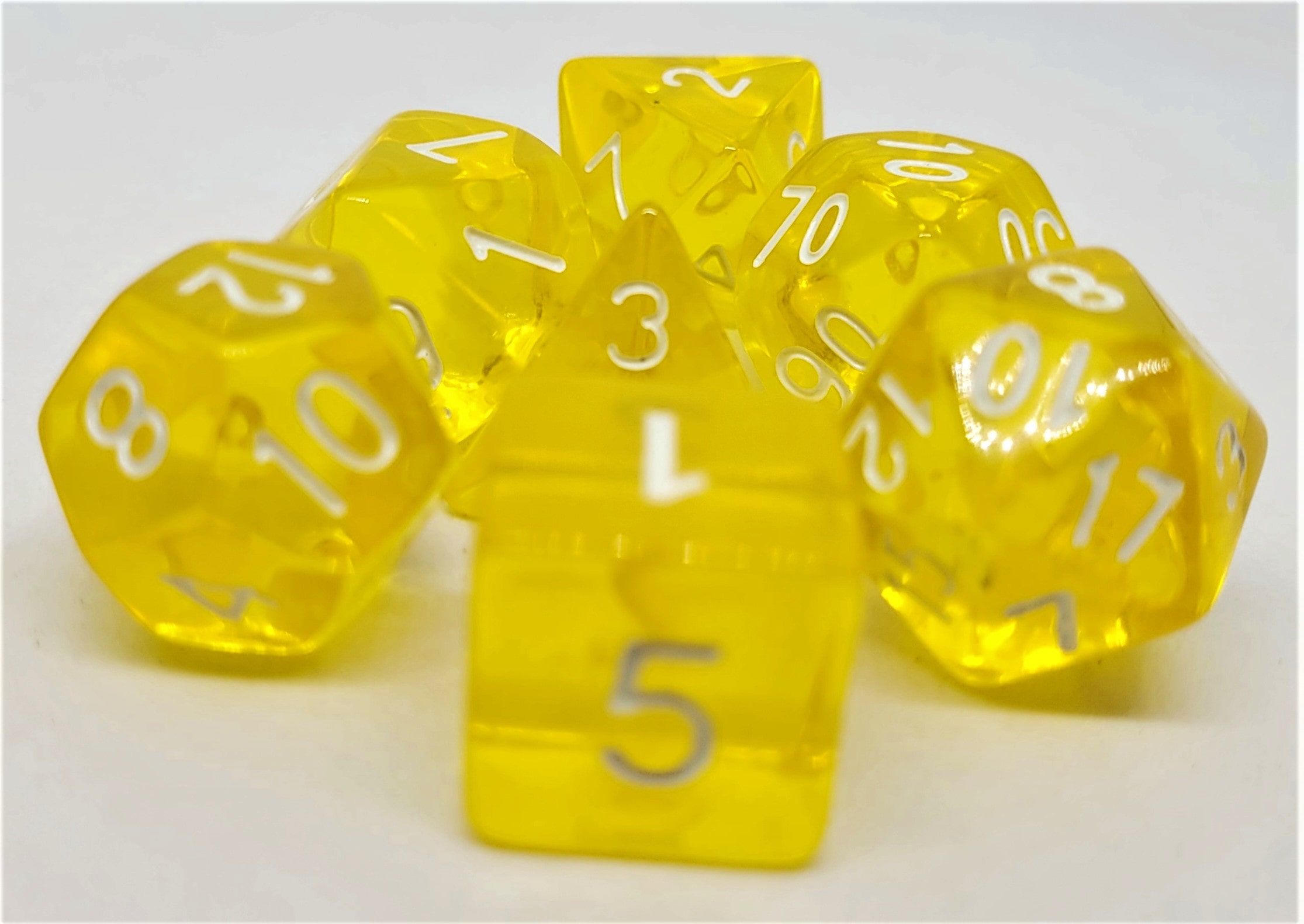 Würfelset Transparent: Yellow (7)