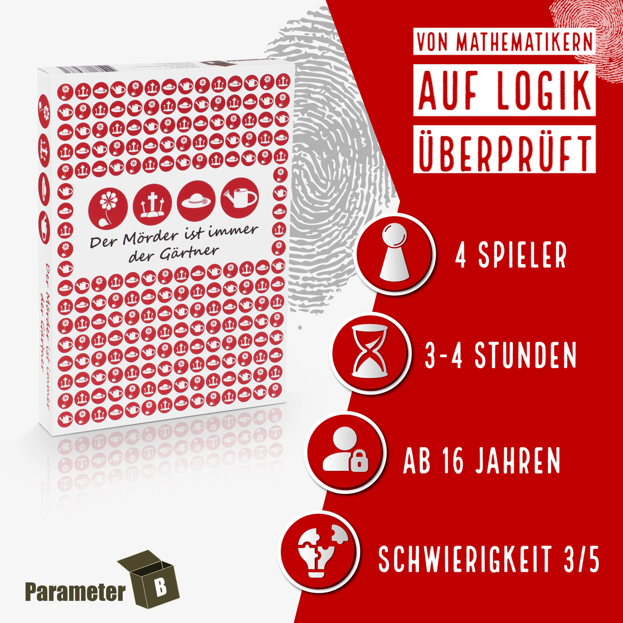 Der Mörder ist immer der Gärtner – Krimi-Dinner Spiel für 4 Personen