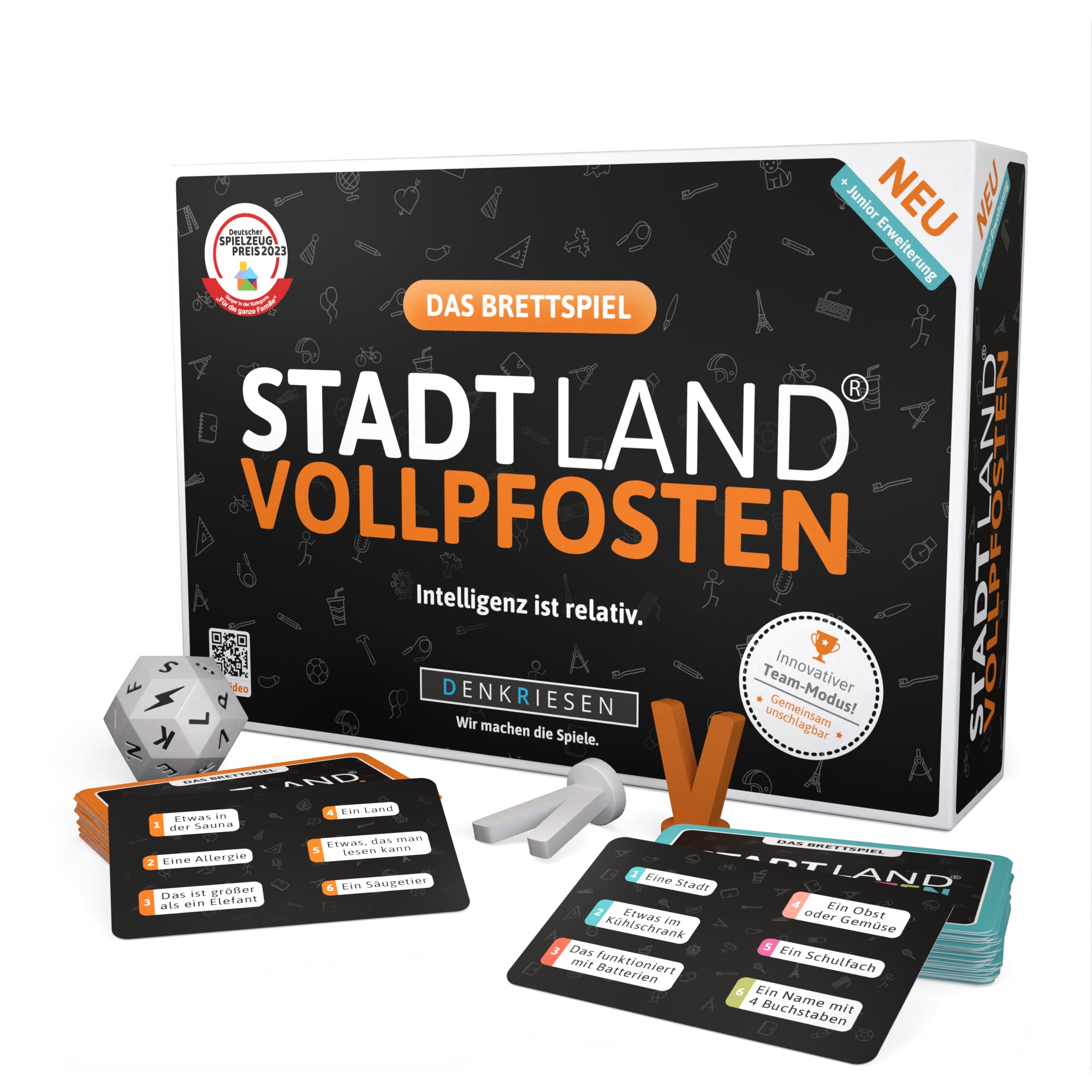 STADT-LAND VOLLPFOSTEN – Das Brettspiel: Grundspiel inkl. Junior Erweiterung