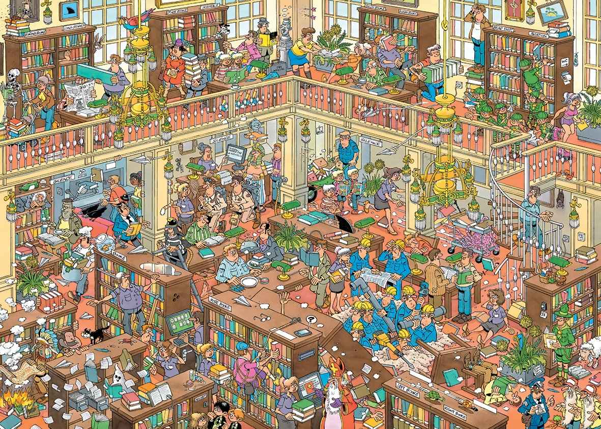 Puzzle: Die Bibliothek (Jan van Haasteren) (500 XL Teile)