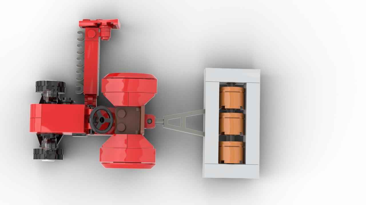 Brickfarm Roter Trecker mit Walze und Mähbalken