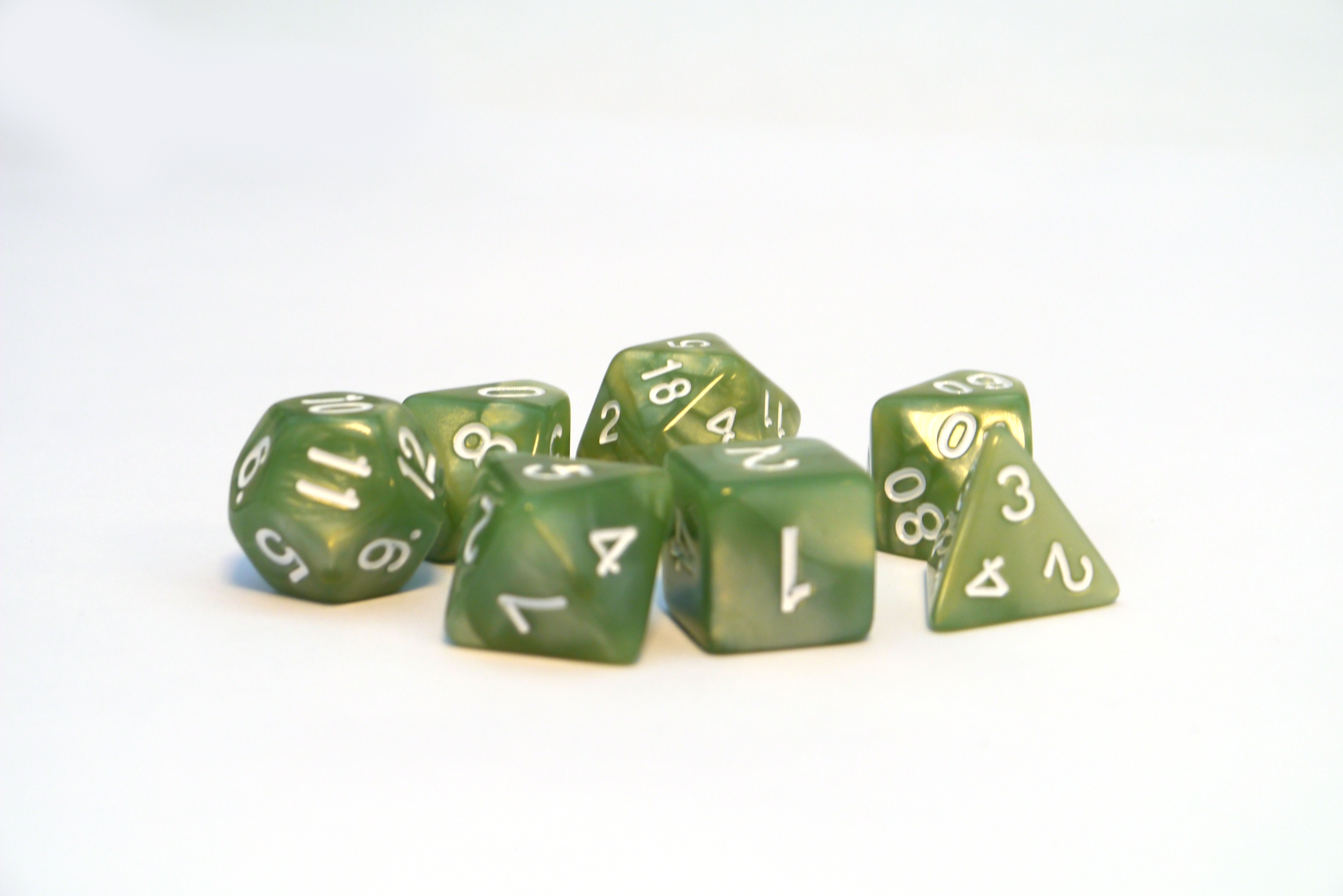 Würfelset Pearl: Lightgreen/White (7)