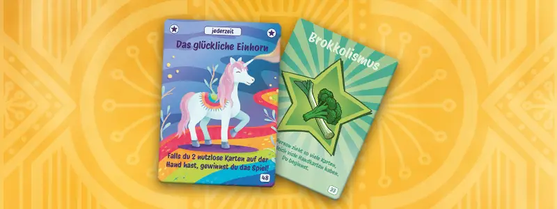 Karten aus dem Kartenspiel ICH HABE FERTIG