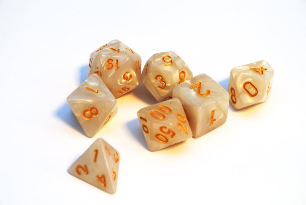 Würfelset Pearl: White/Gold  (7)