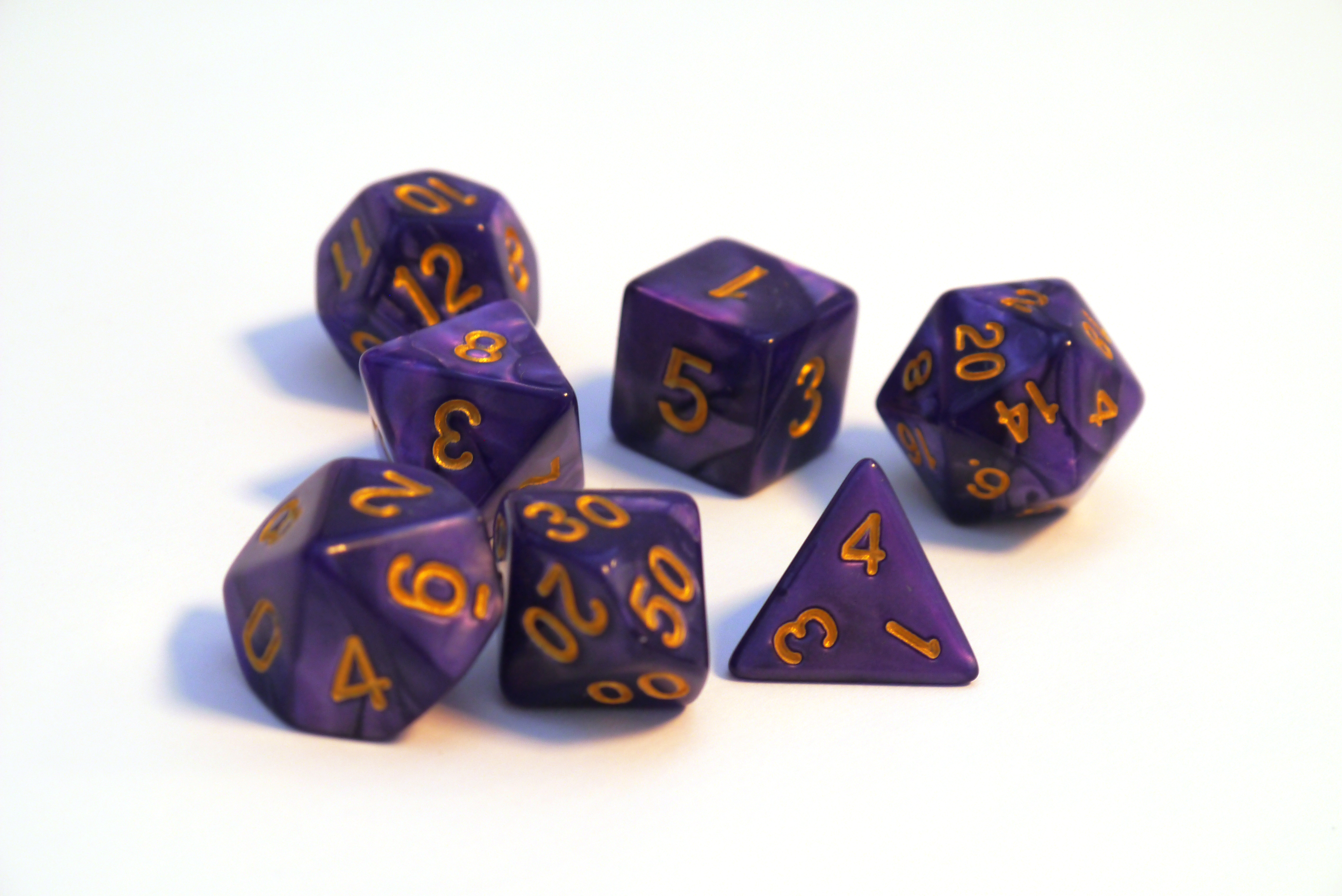 Würfelset Pearl: Purple/Gold  (7)