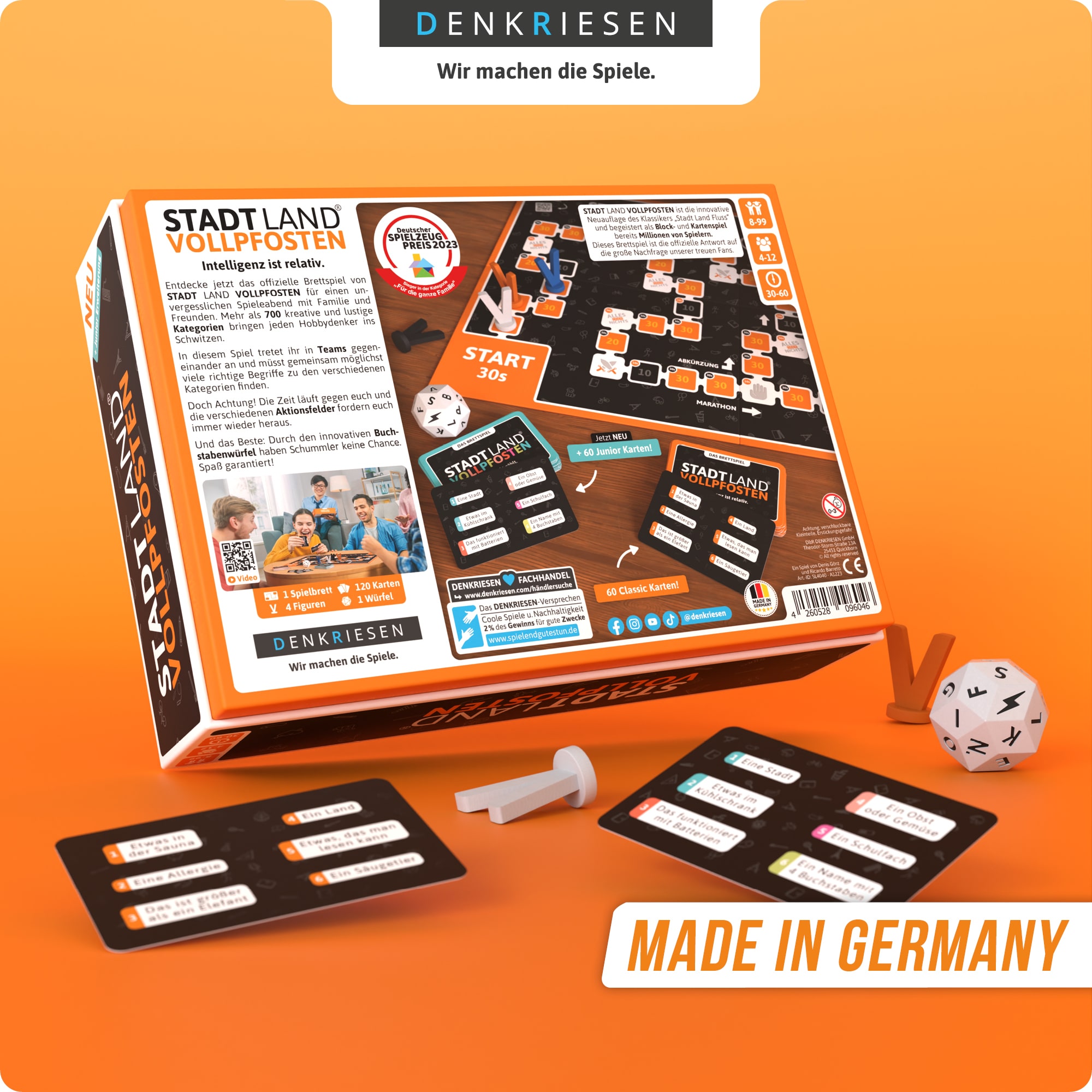 STADT-LAND VOLLPFOSTEN – Das Brettspiel: Grundspiel inkl. Junior Erweiterung
