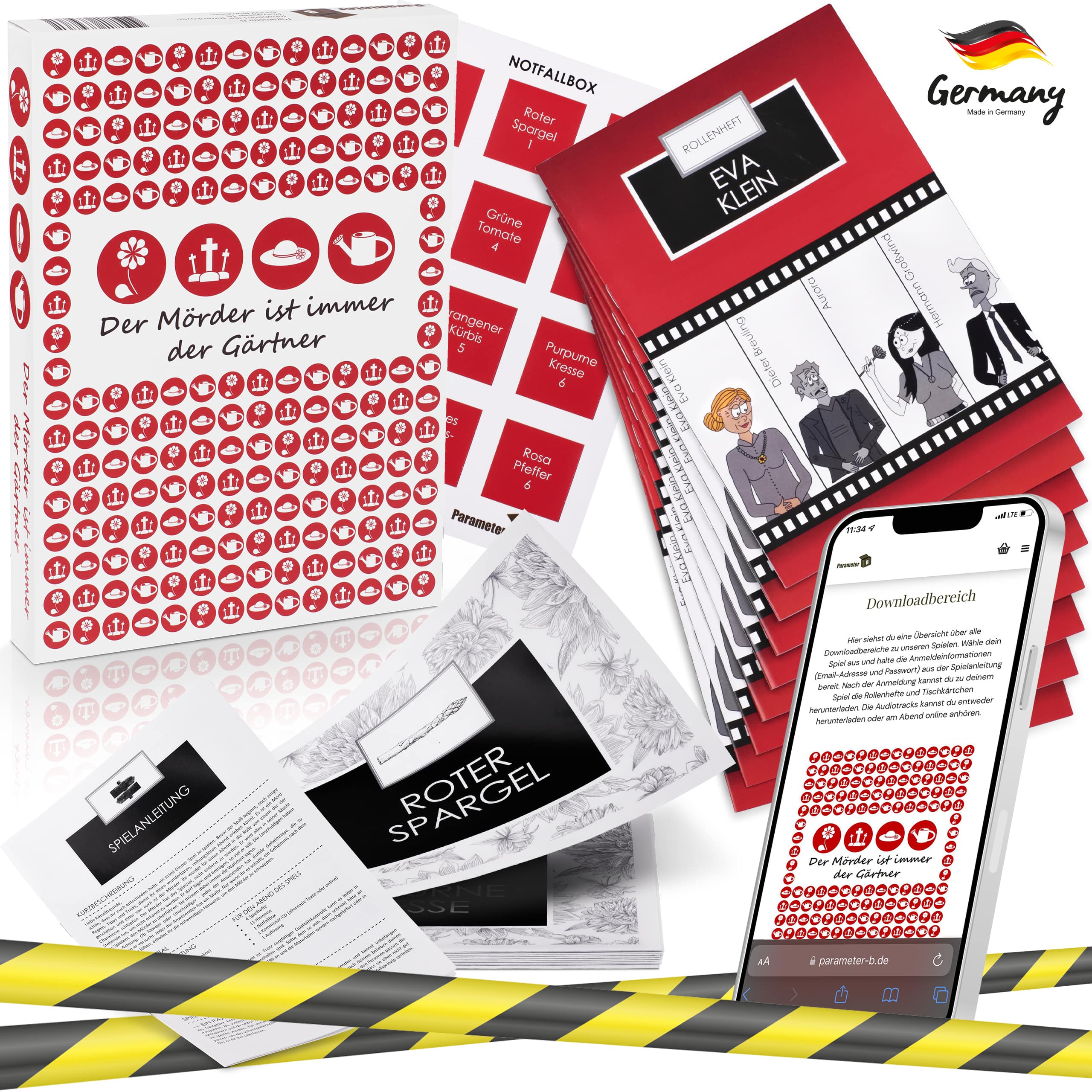 Der Mörder ist immer der Gärtner – Krimi-Dinner Spiel für 4 Personen