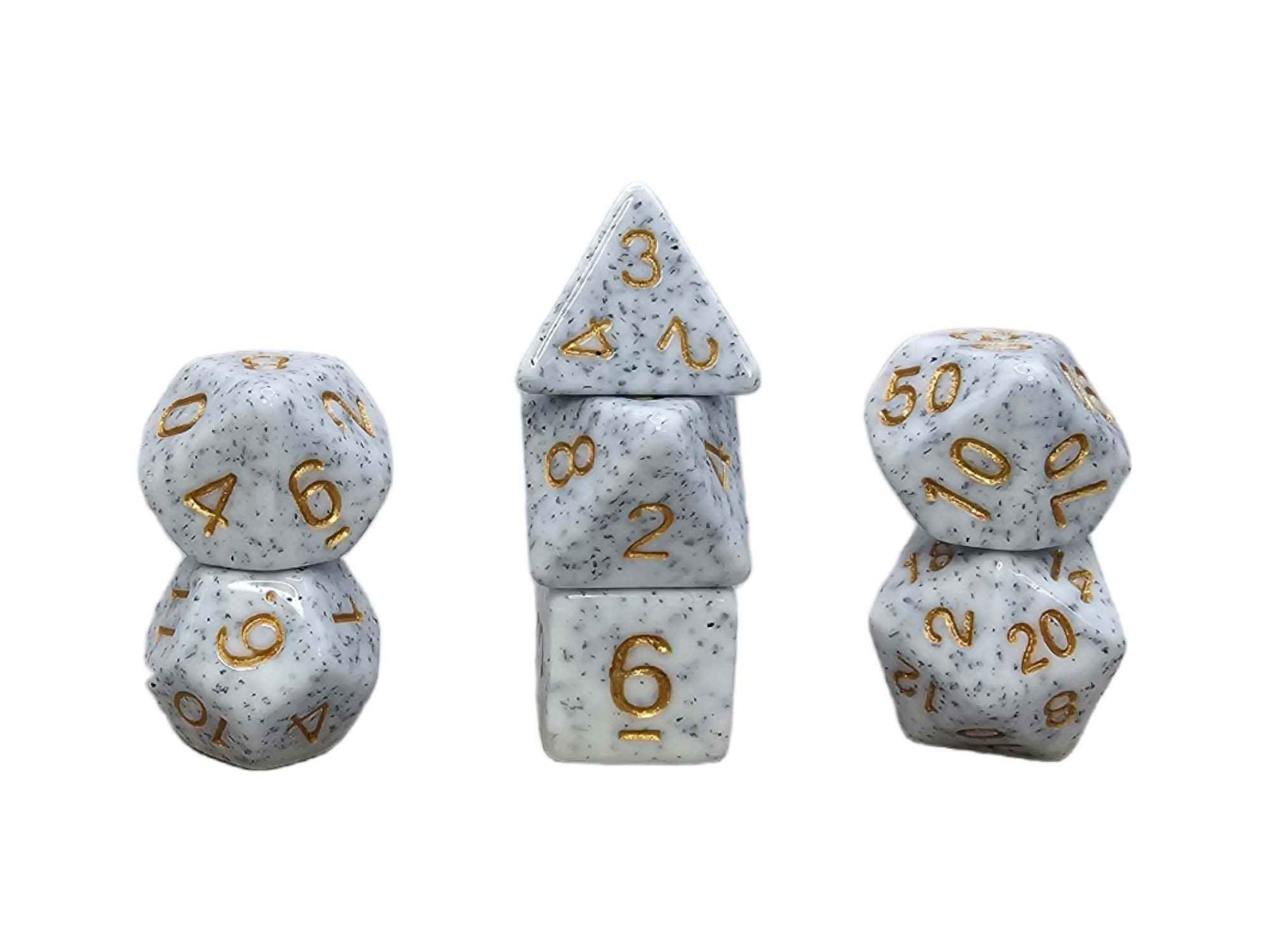 Würfelset Mehrfarbig: Granite White/Gold (7)