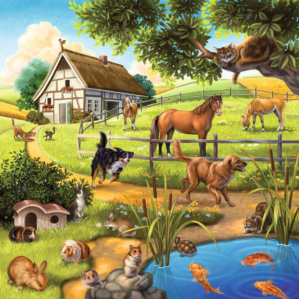 Puzzle: Wald-/Zoo-/Haustiere (3x49 Teile)
