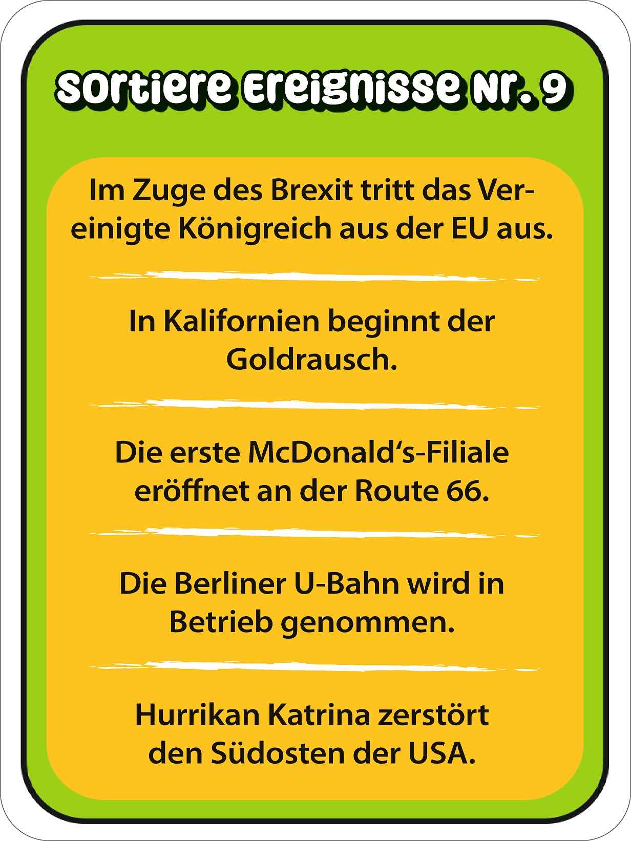 Rätsel Snacks: Wann war was?