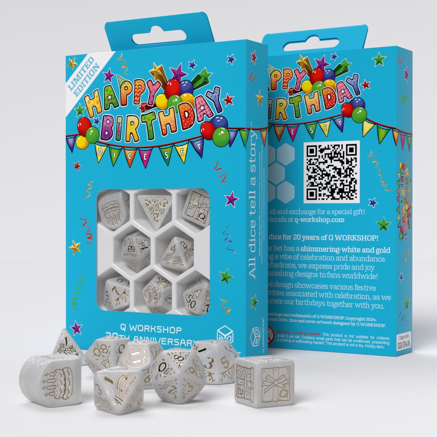 Q WORKSHOP 20 years – Happy Birthday Dice Set (8)