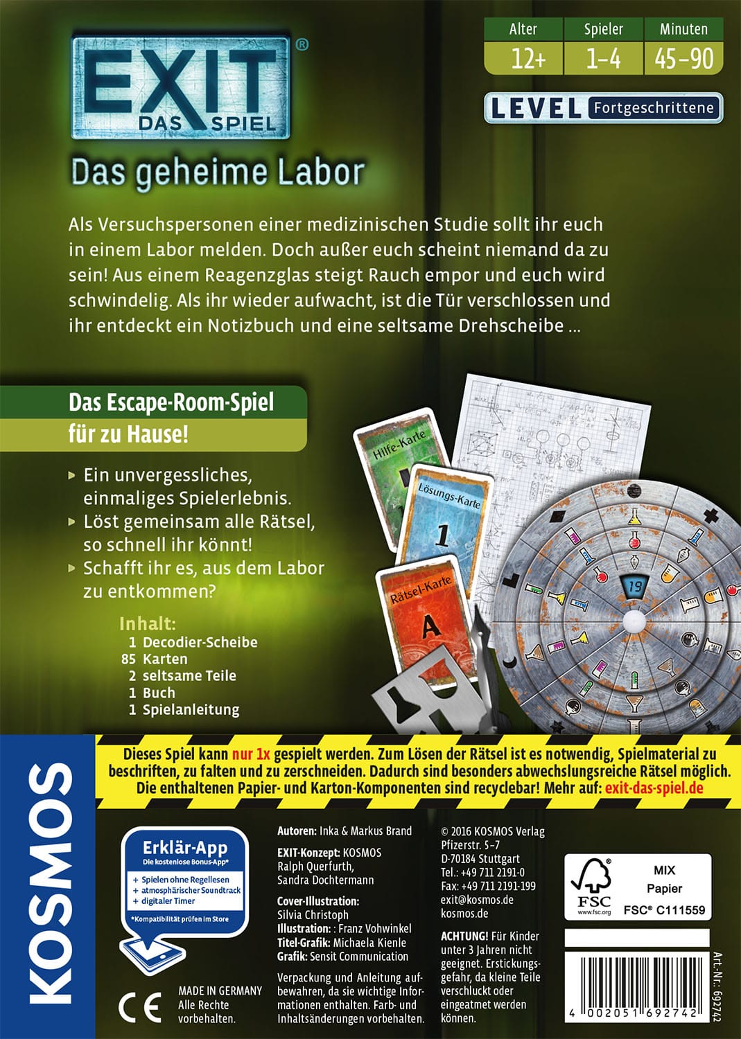 EXIT – Das Spiel: Das geheime Labor  *Kennerspiel 2017*