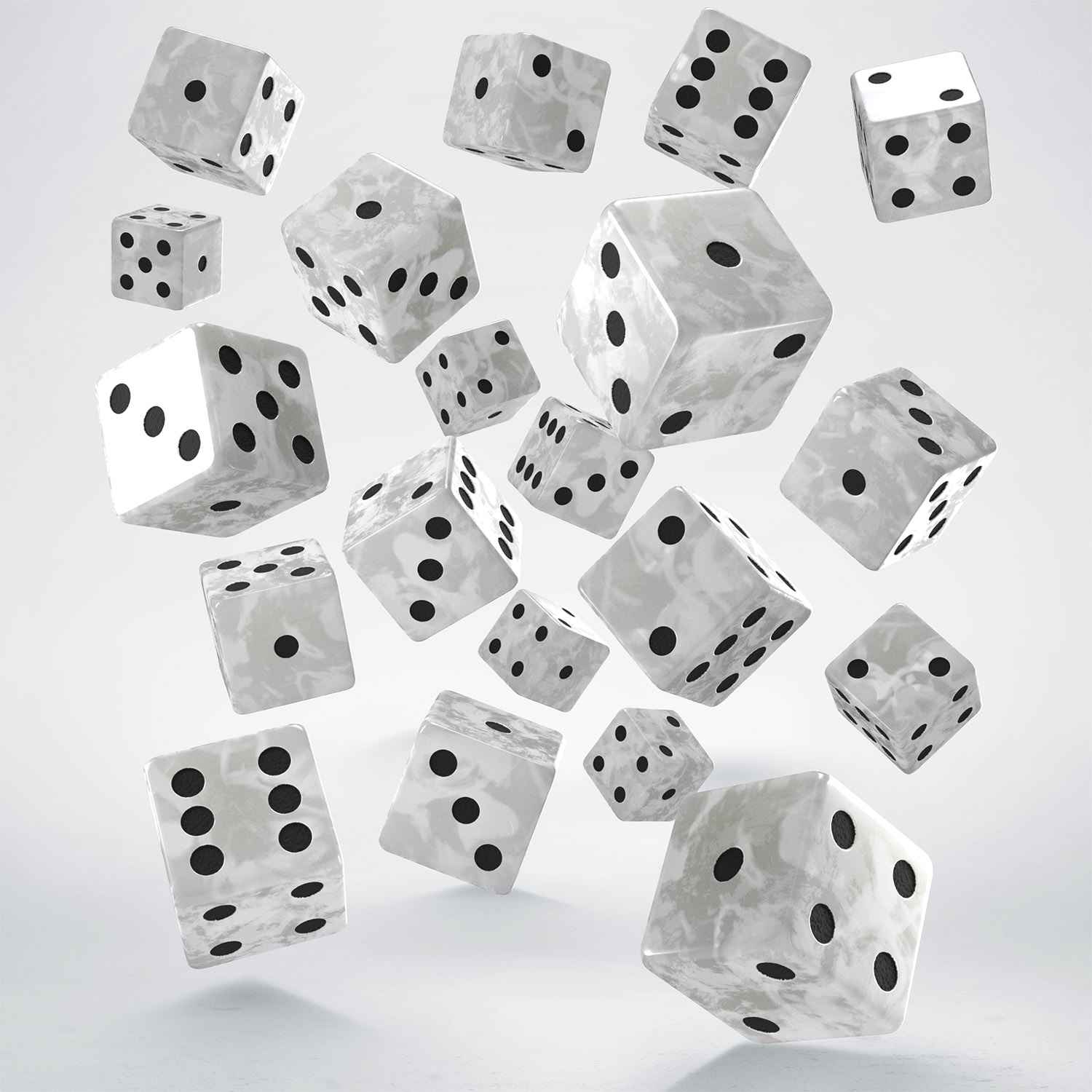 Full Pack of D6s: Pearl&Black