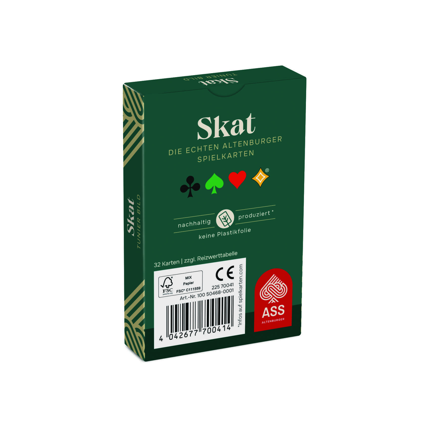 Skat, Turnierbild, 4 Farben-Blatt in Faltschachtel